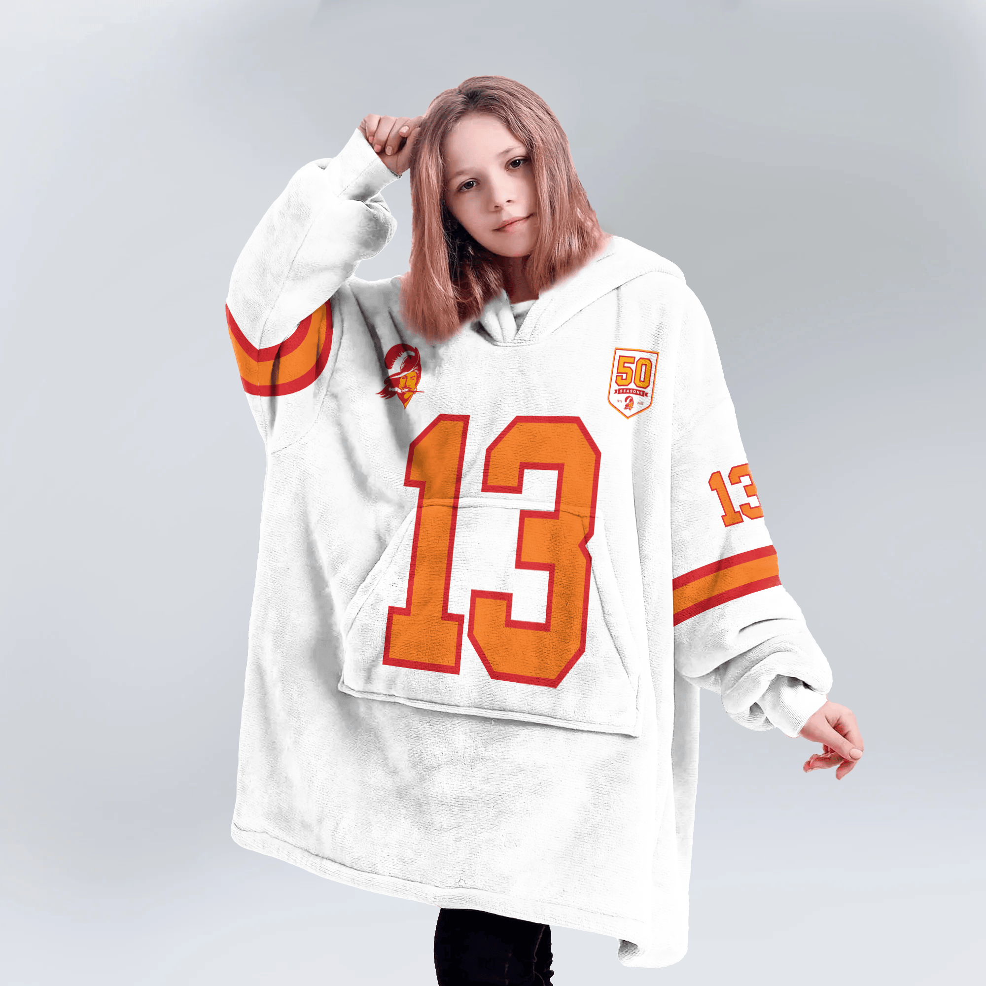 Kid M.E 13 Tampa Bay Football 50th Season Game Unisex Blanket Hoodie