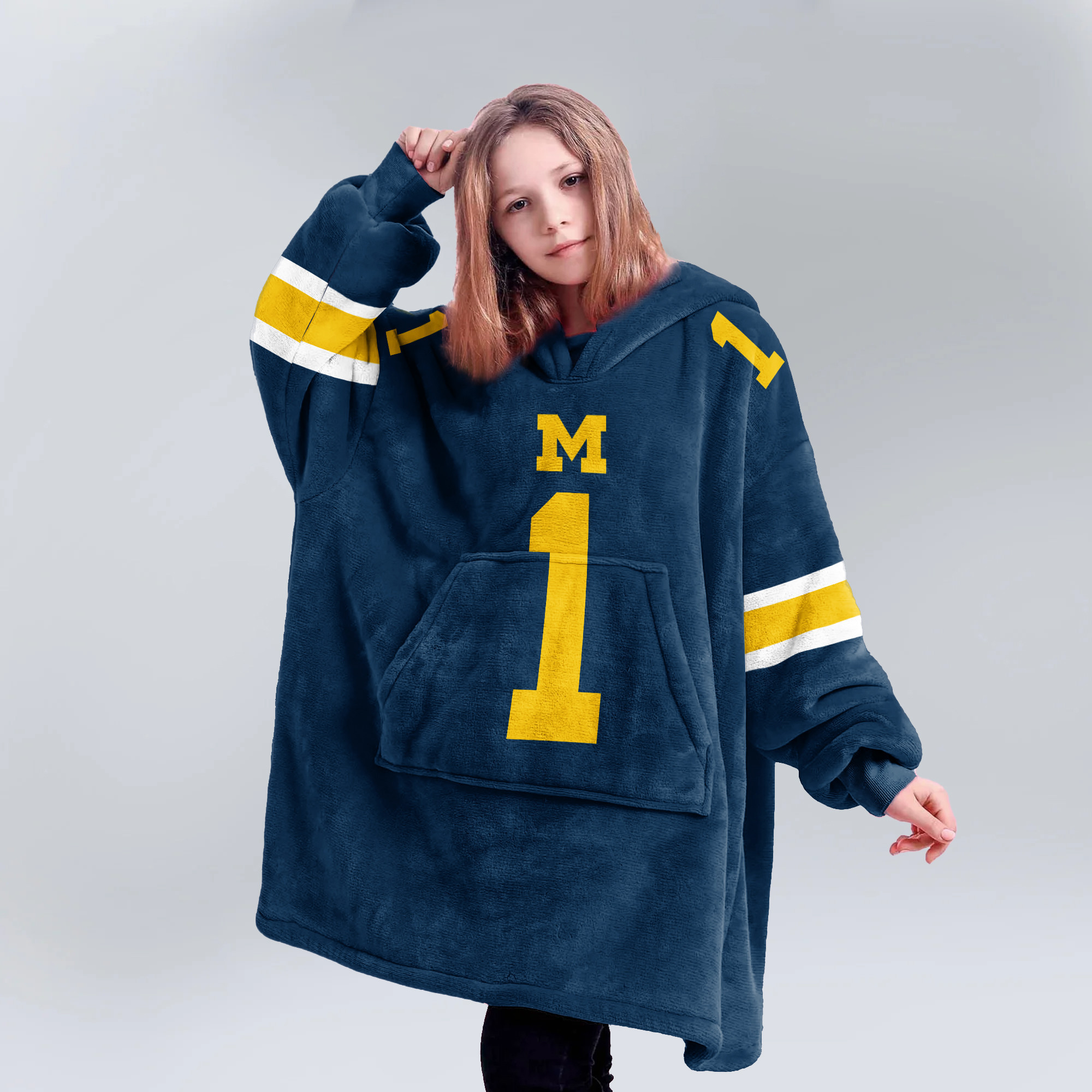 Adult #1 Michigan Football Unisex Blanket Hoodie