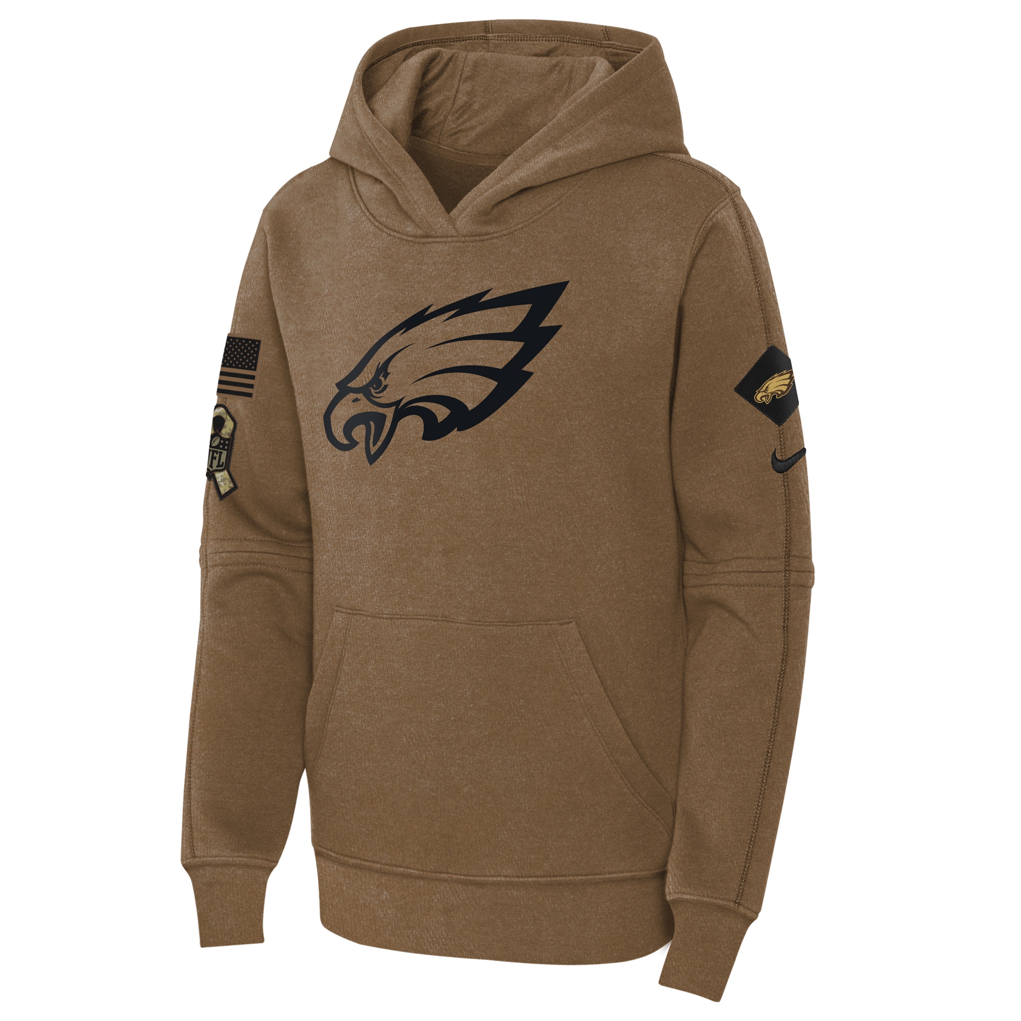 Philadelphia Eagles  Youth 2023 Salute to Service Club Fleece Pullover Hoodie - Brown