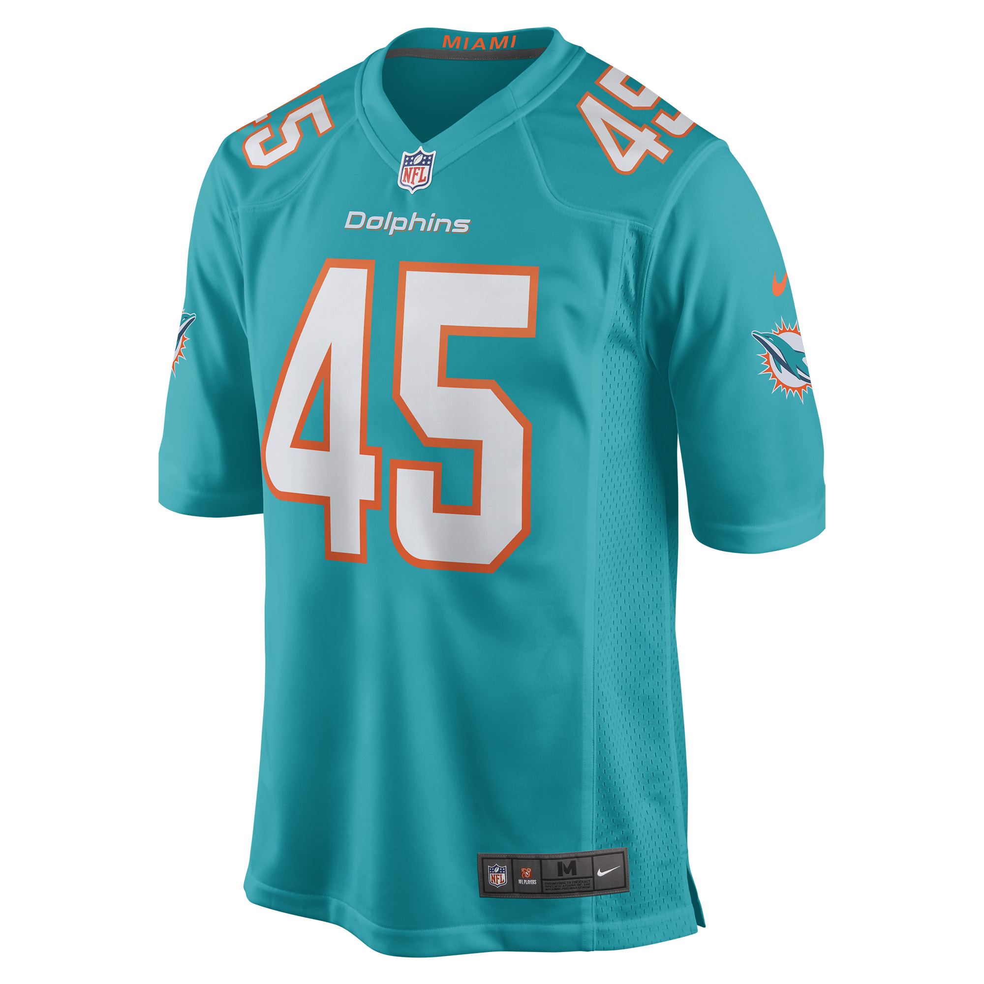 Duke Riley Miami Dolphins Game Jersey - Aqua