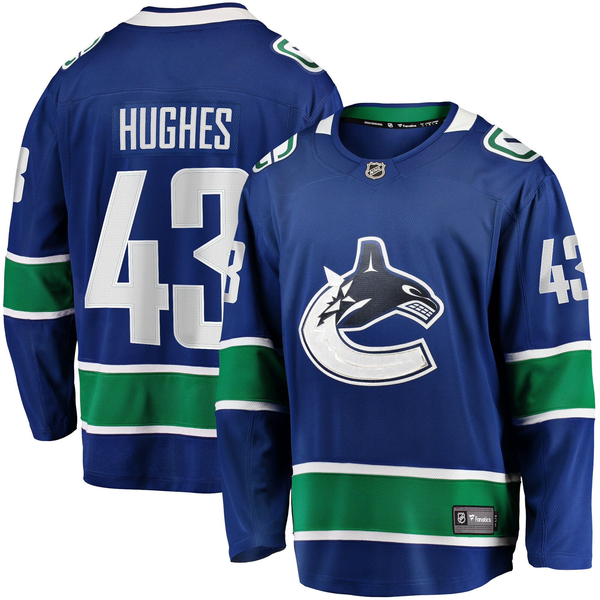 Quinn Hughes Vancouver Canucks Home Premier Breakaway Player Jersey - Blue