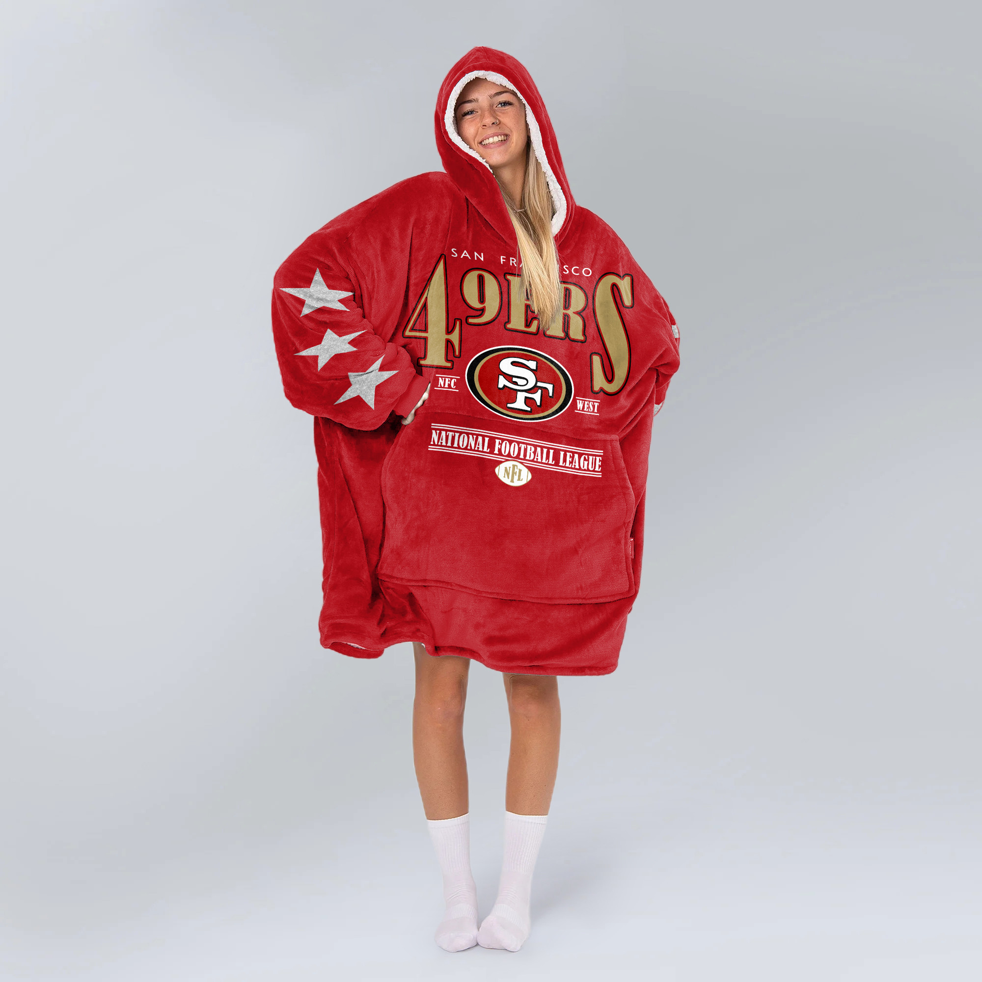 Adult San Francisco 49ers Football Unisex Blanket Hoodie