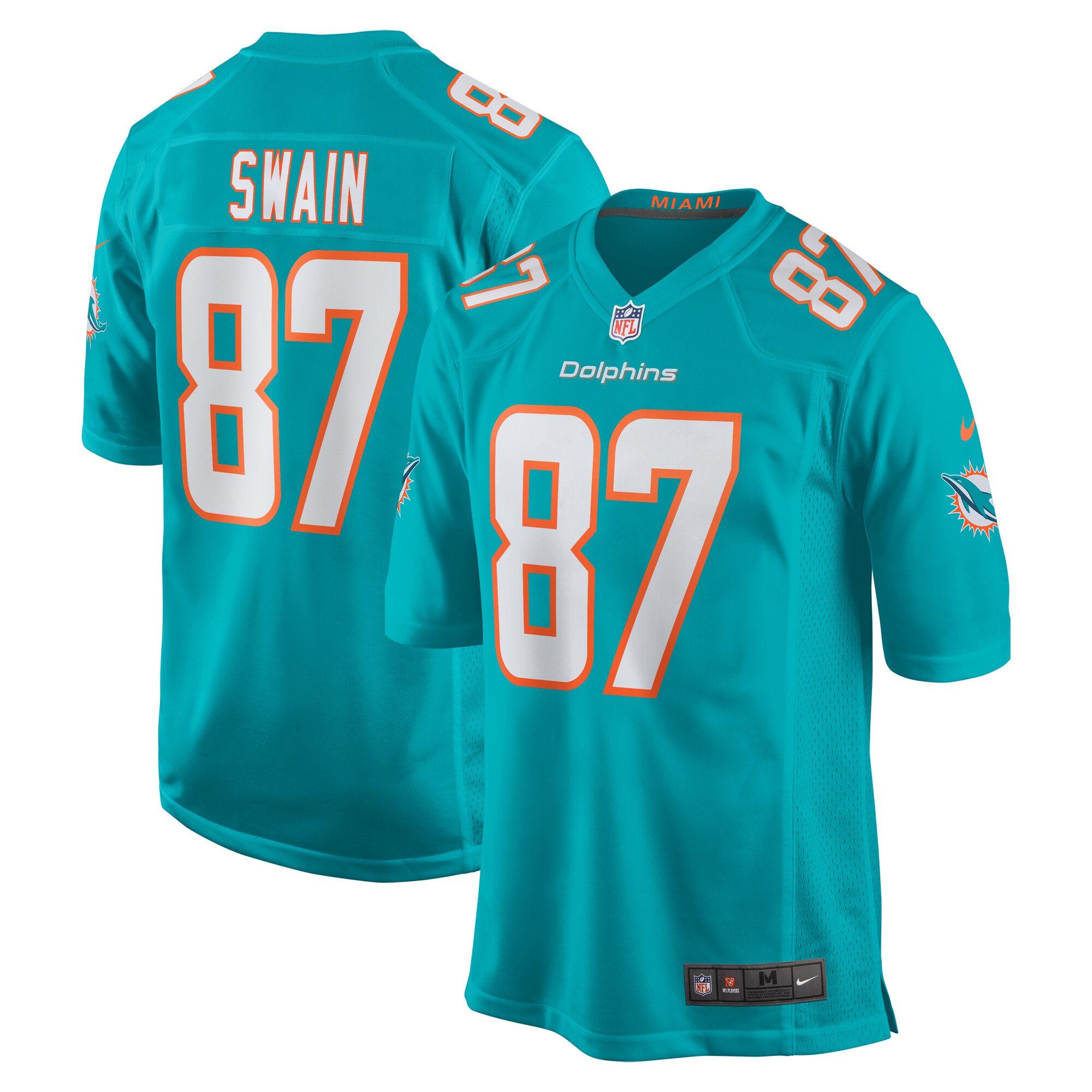 Freddie Swain Miami Dolphins  Game Jersey -  Aqua