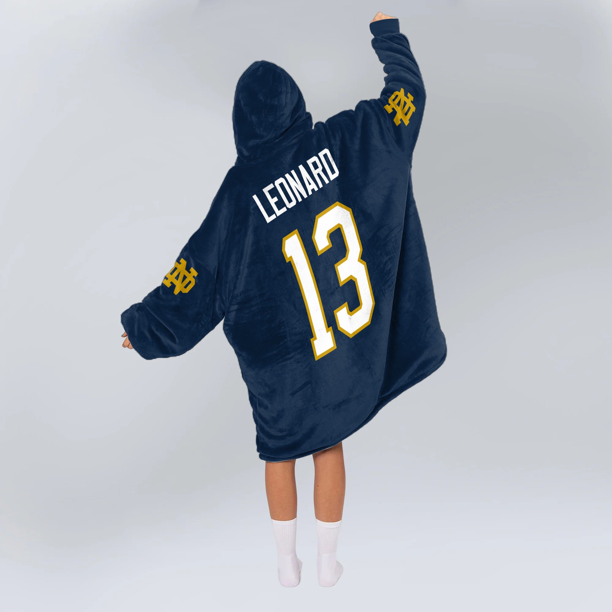 Adult 13 Notre Dame Football Unisex Blanket Hoodie