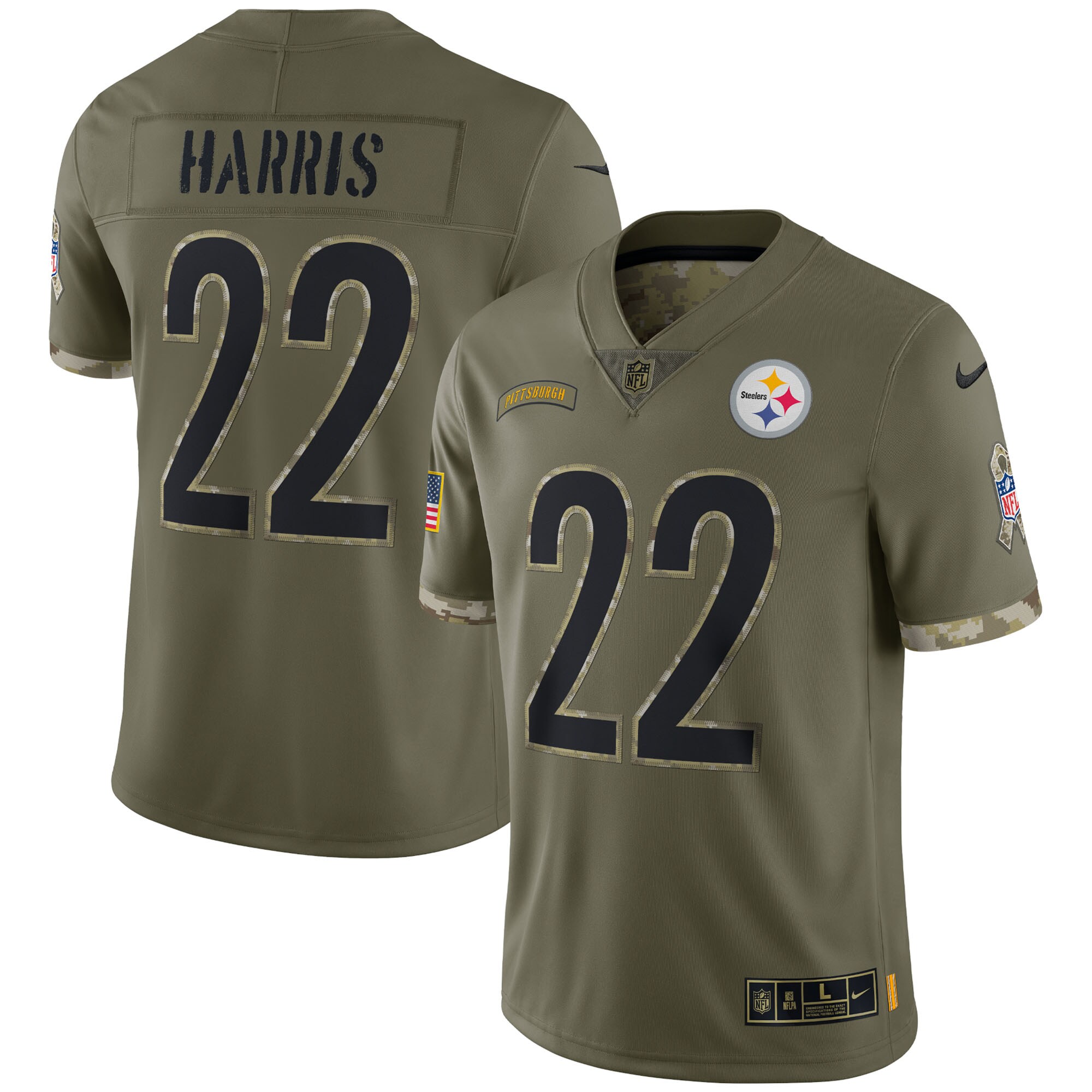 Najee Harris Pittsburgh Steelers  2022 Salute To Service Limited Jersey - Olive
