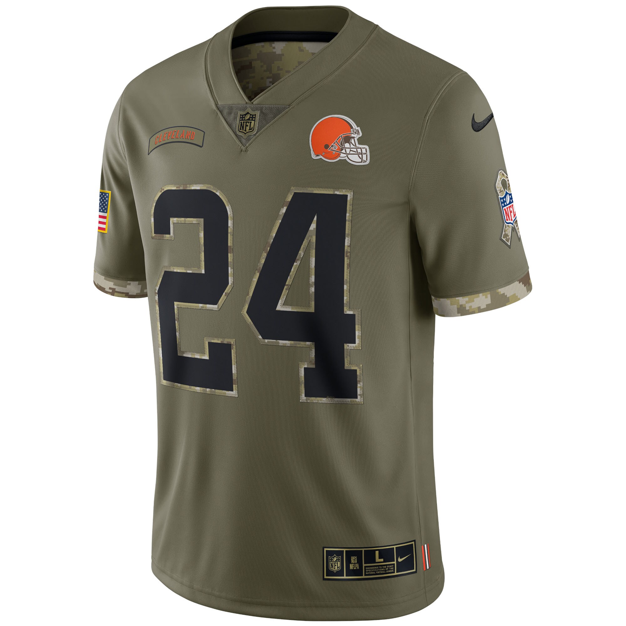 Nick Chubb Cleveland Browns  2022 Salute To Service Limited Jersey - Olive