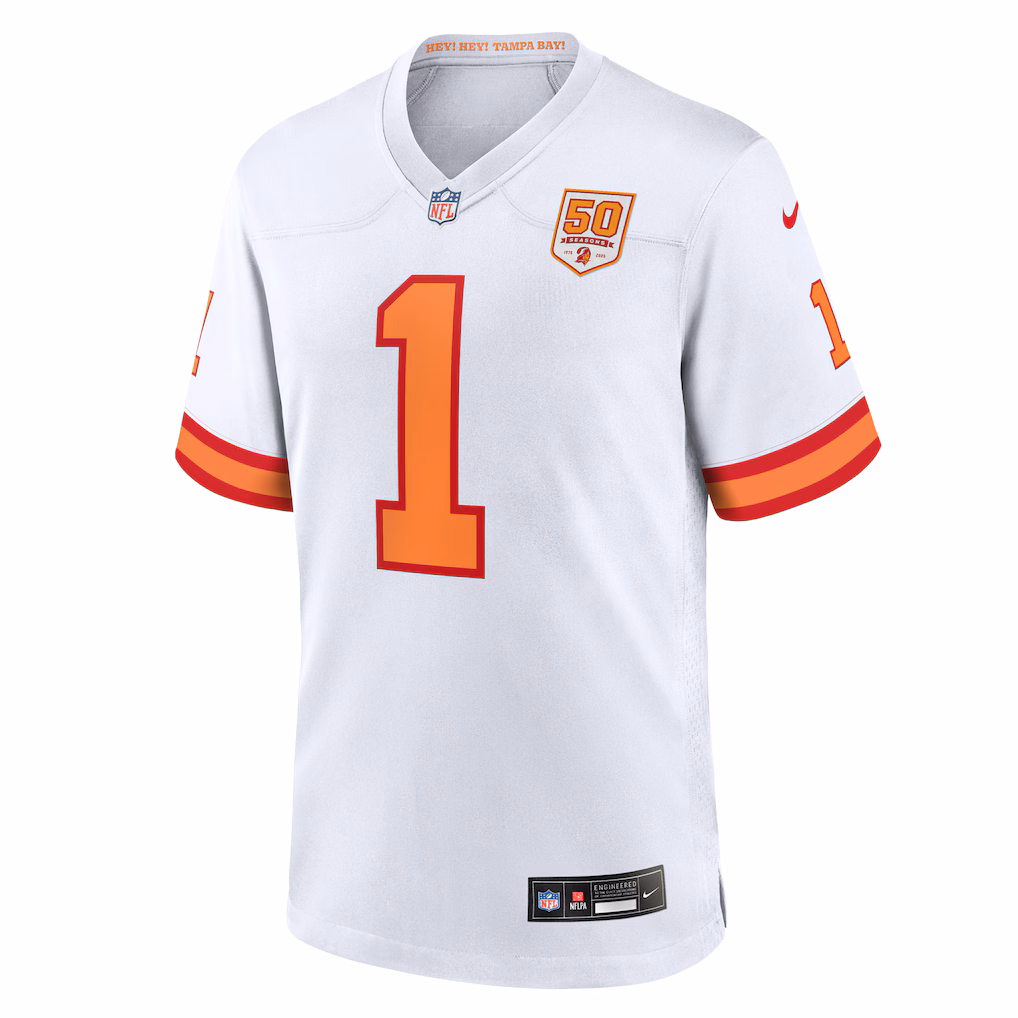 Rachaad White #1 '76 Tampa Bay Buccaneers 50th Season Game Jersey - White