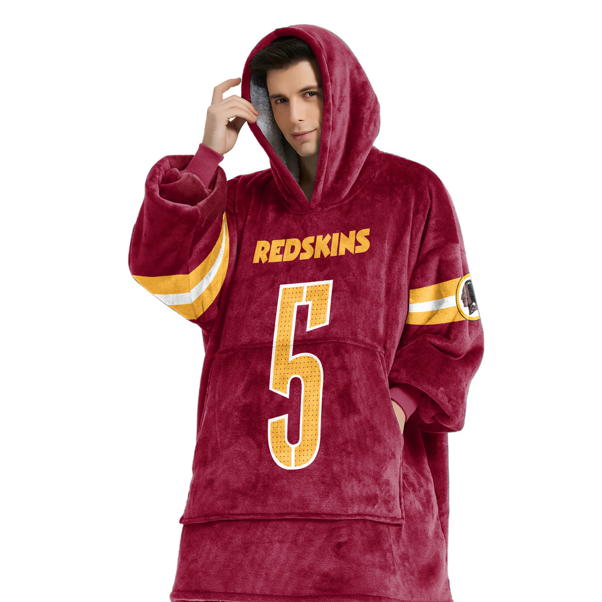Adult 5 Washington Football Unisex Blanket Hoodie