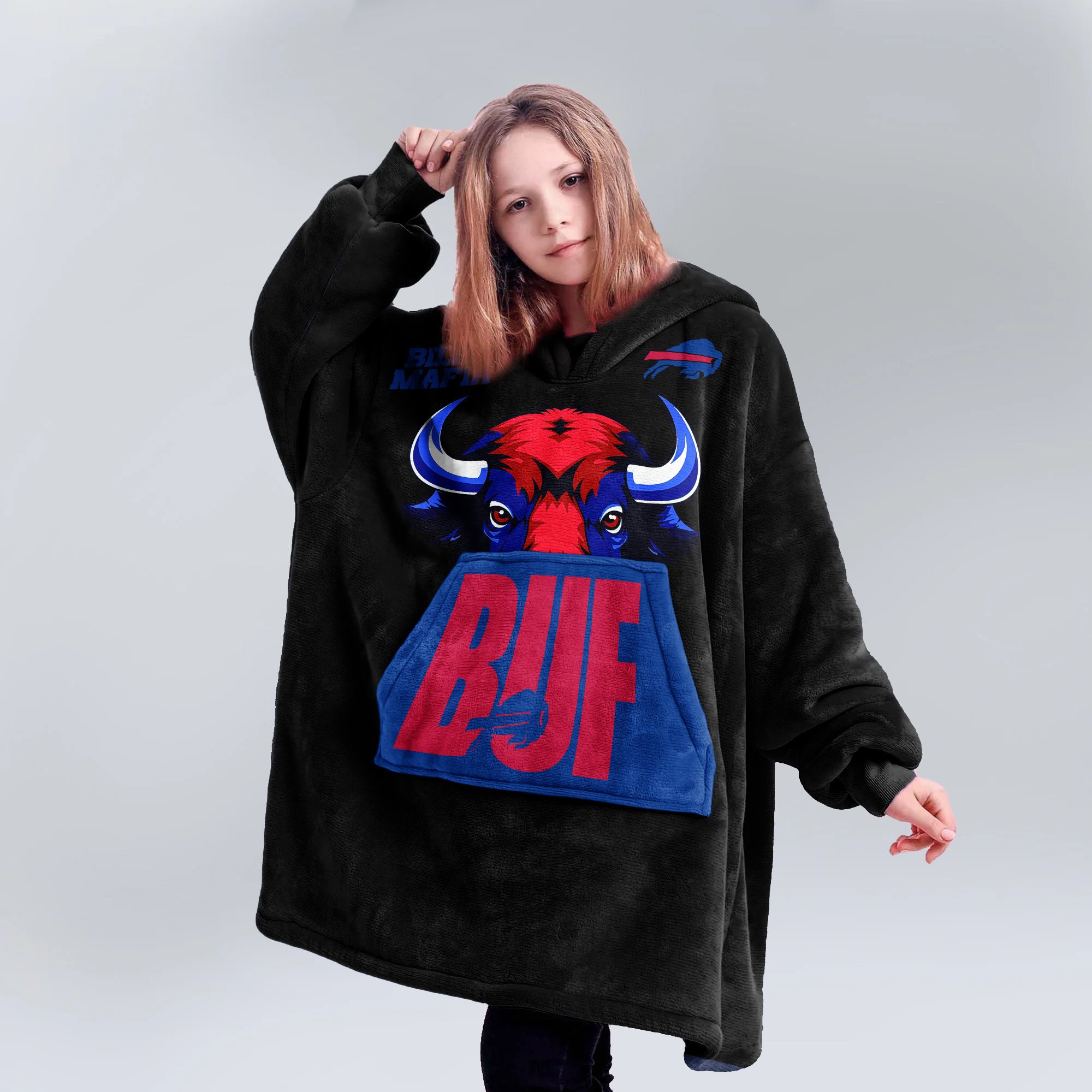 Adult Buffalo Football Unisex Blanket Hoodie