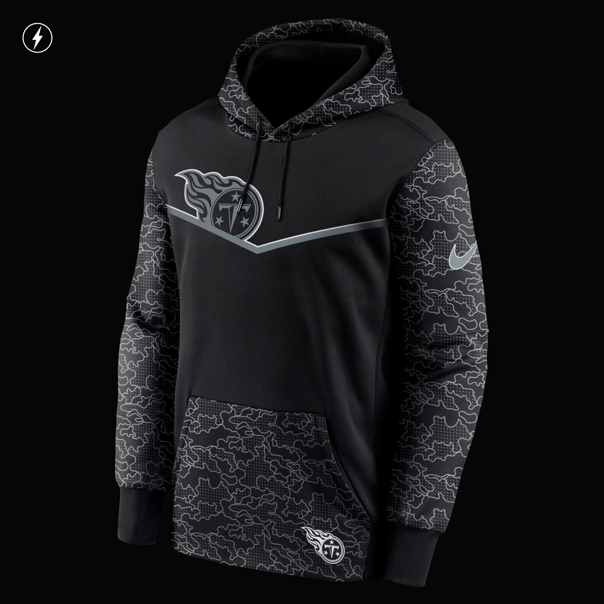 Tennessee Titans RFLCTV Chevron Pullover Hoodie - Black