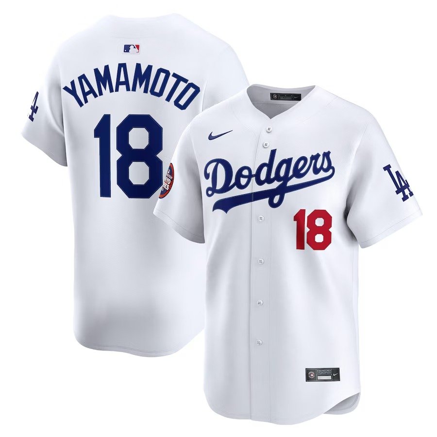 Men's #18 Yoshinobu Yamamoto Los Angeles Dodgers  2025 MLB World Tour: Tokyo Series Home Limited Player White Jersey