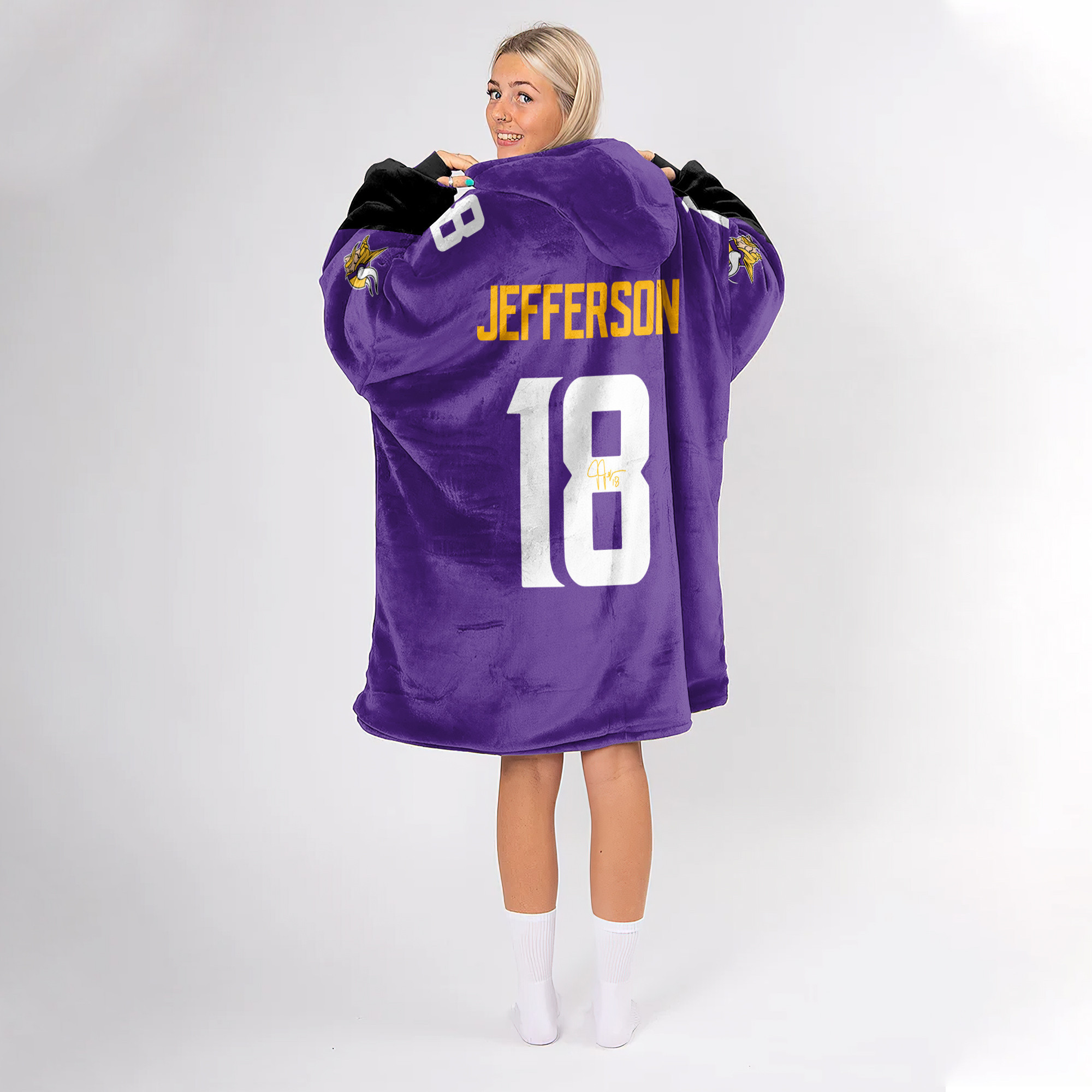 Adult JJ 18 Minnesota Football Unisex Blanket Hoodie