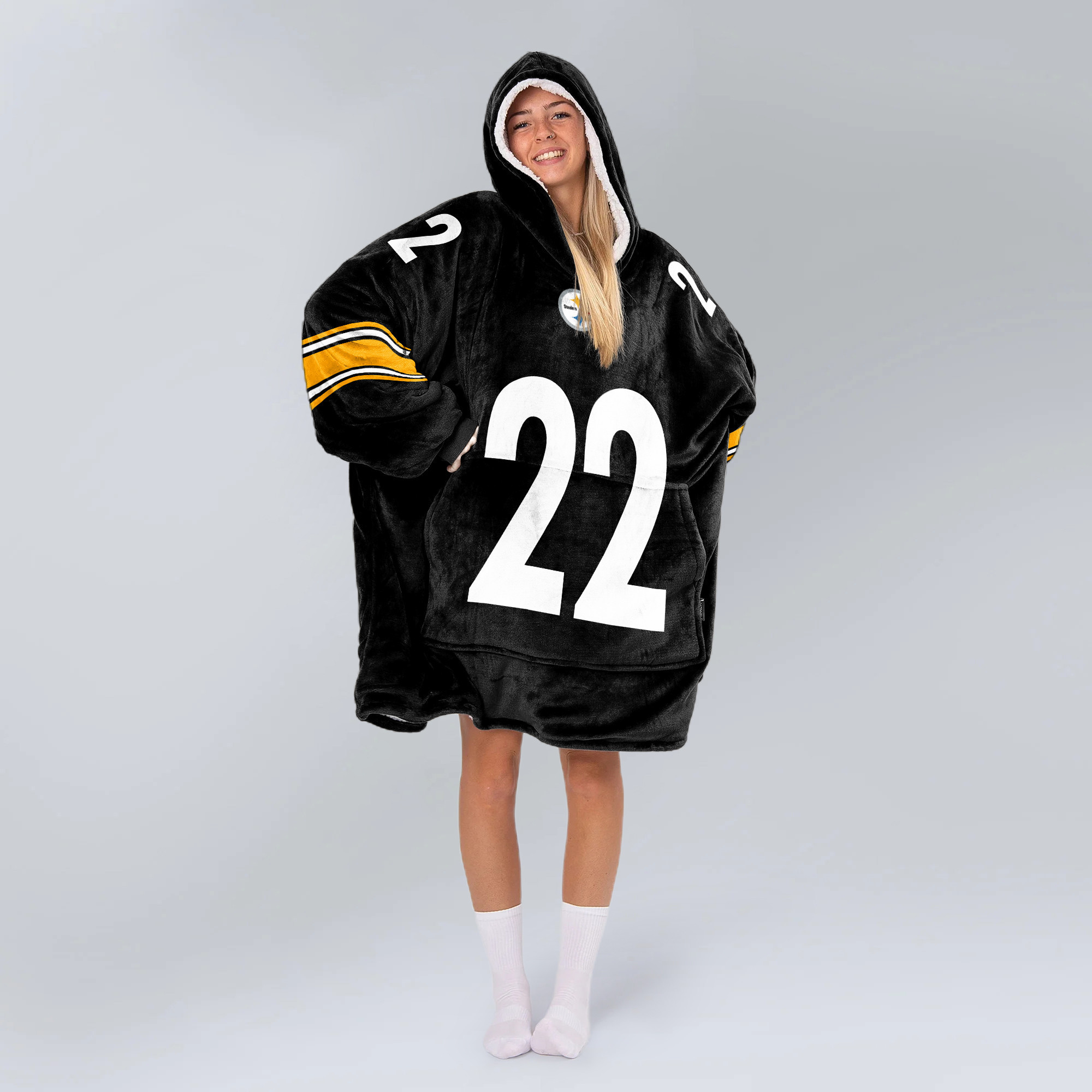 Adult N.H 22 Pittsburgh Football Unisex Blanket Hoodie