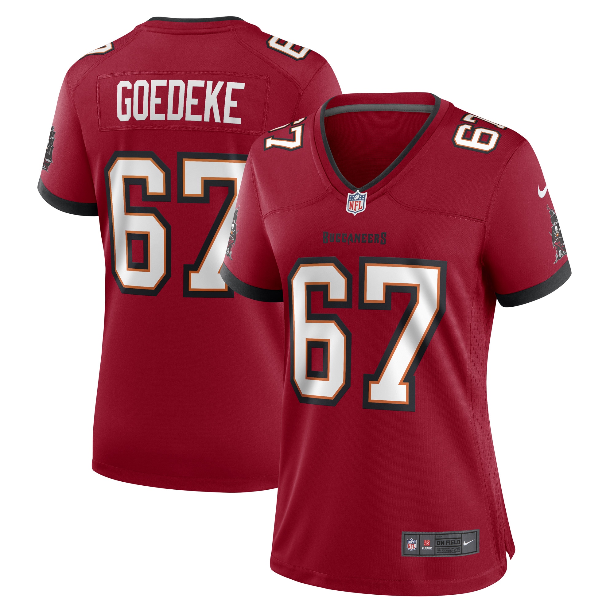 Luke Goedeke Tampa Bay Buccaneers  Women's Game Player Jersey - Red
