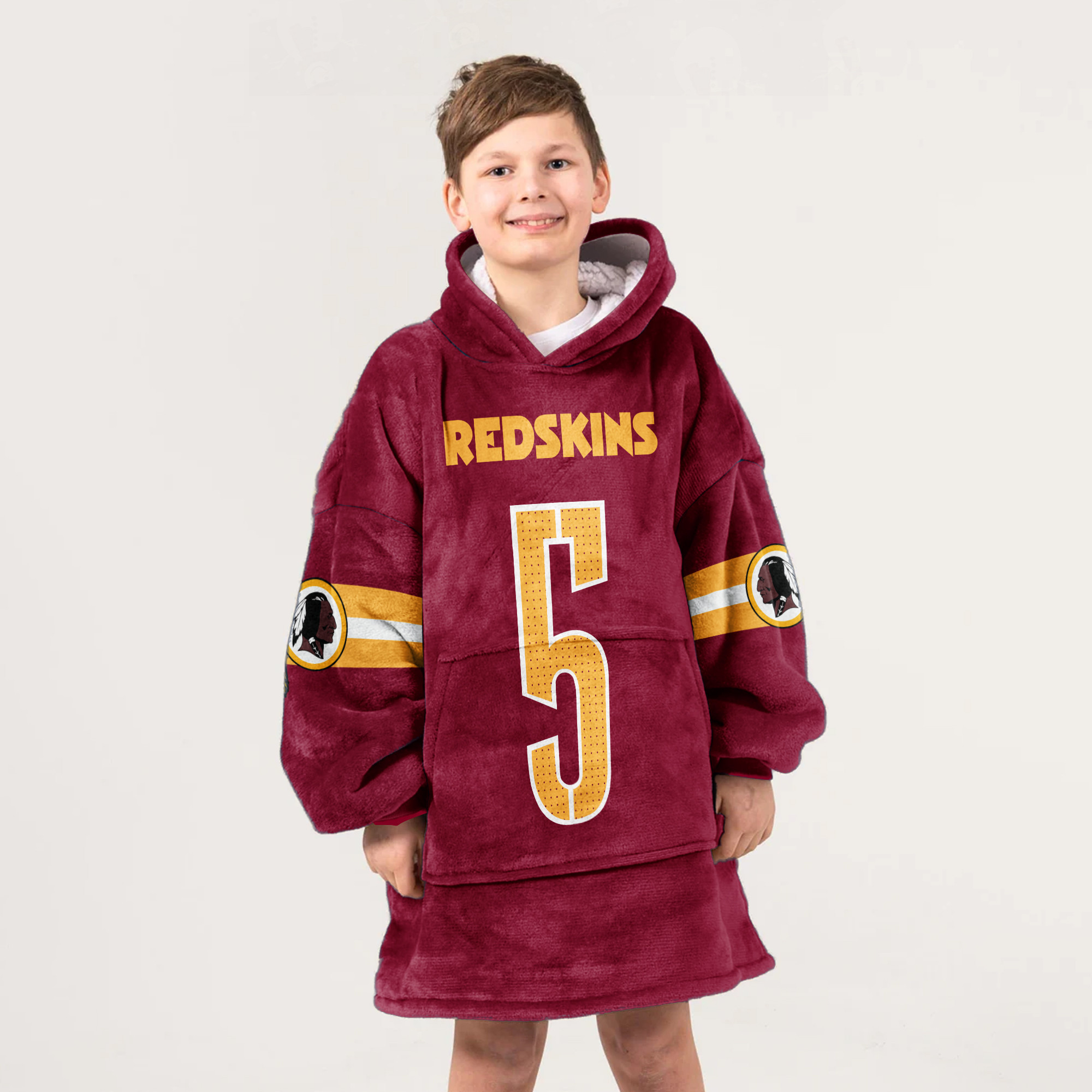 Adult 5 Washington Football Unisex Blanket Hoodie