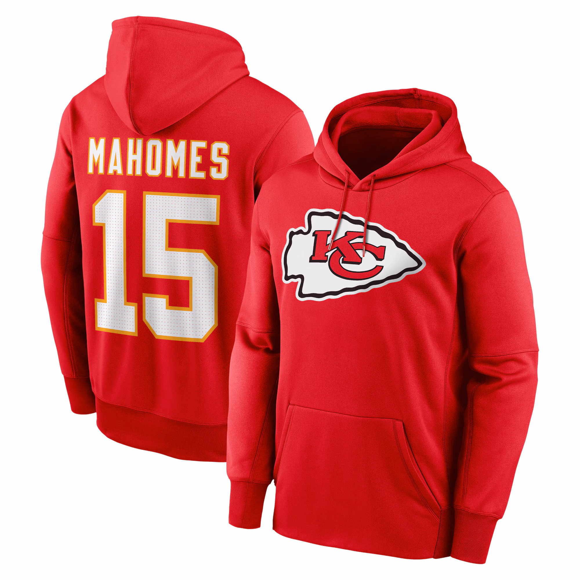 Patrick Mahomes Kansas City Chiefs Player Name & Number Performance Pullover Hoodie - Red