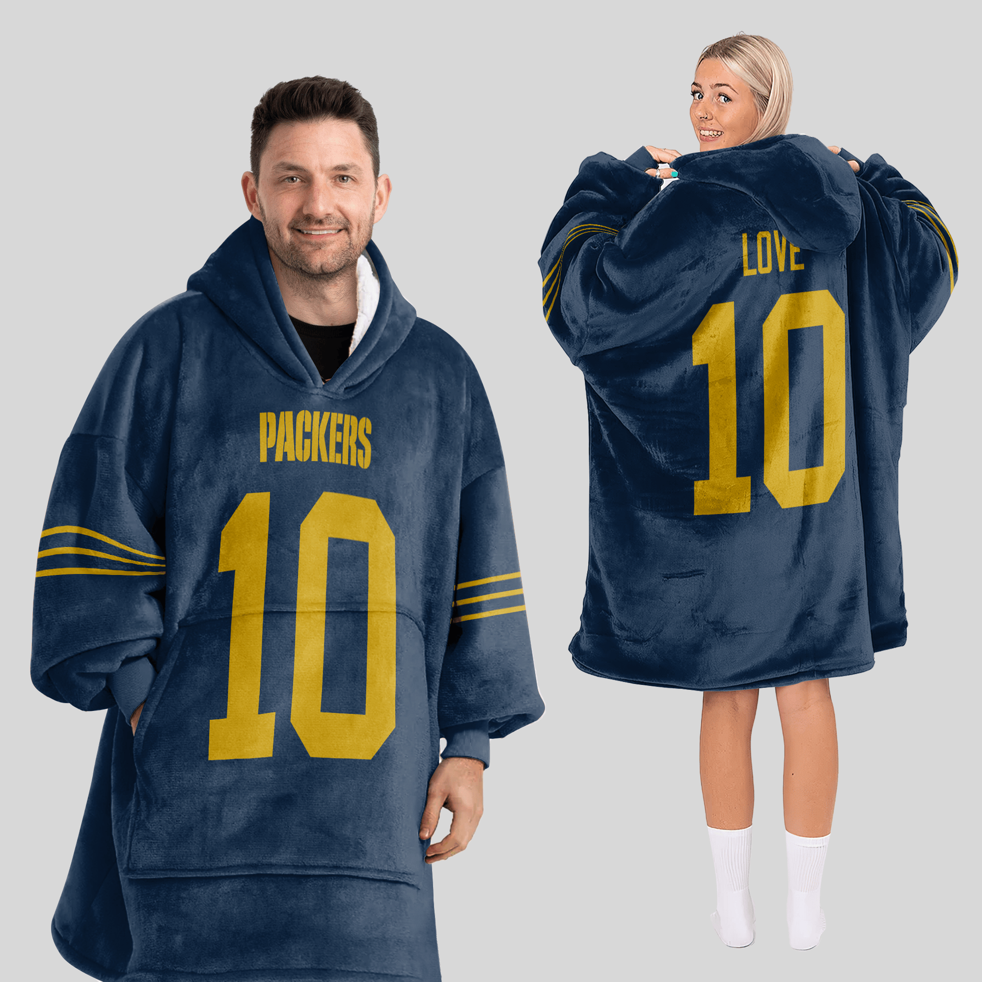Adult J.L 10 Green Bay Football Unisex Blanket Hoodie