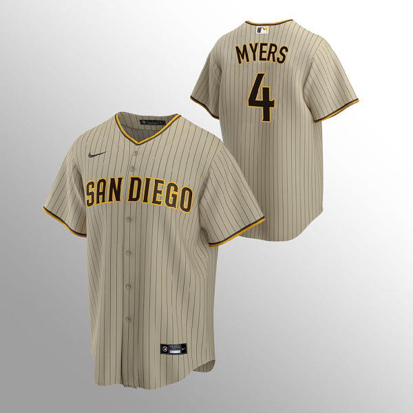 Men's San Diego Padres #4 Wil Myers Sand Brown  2020 Replica Alternate Jersey