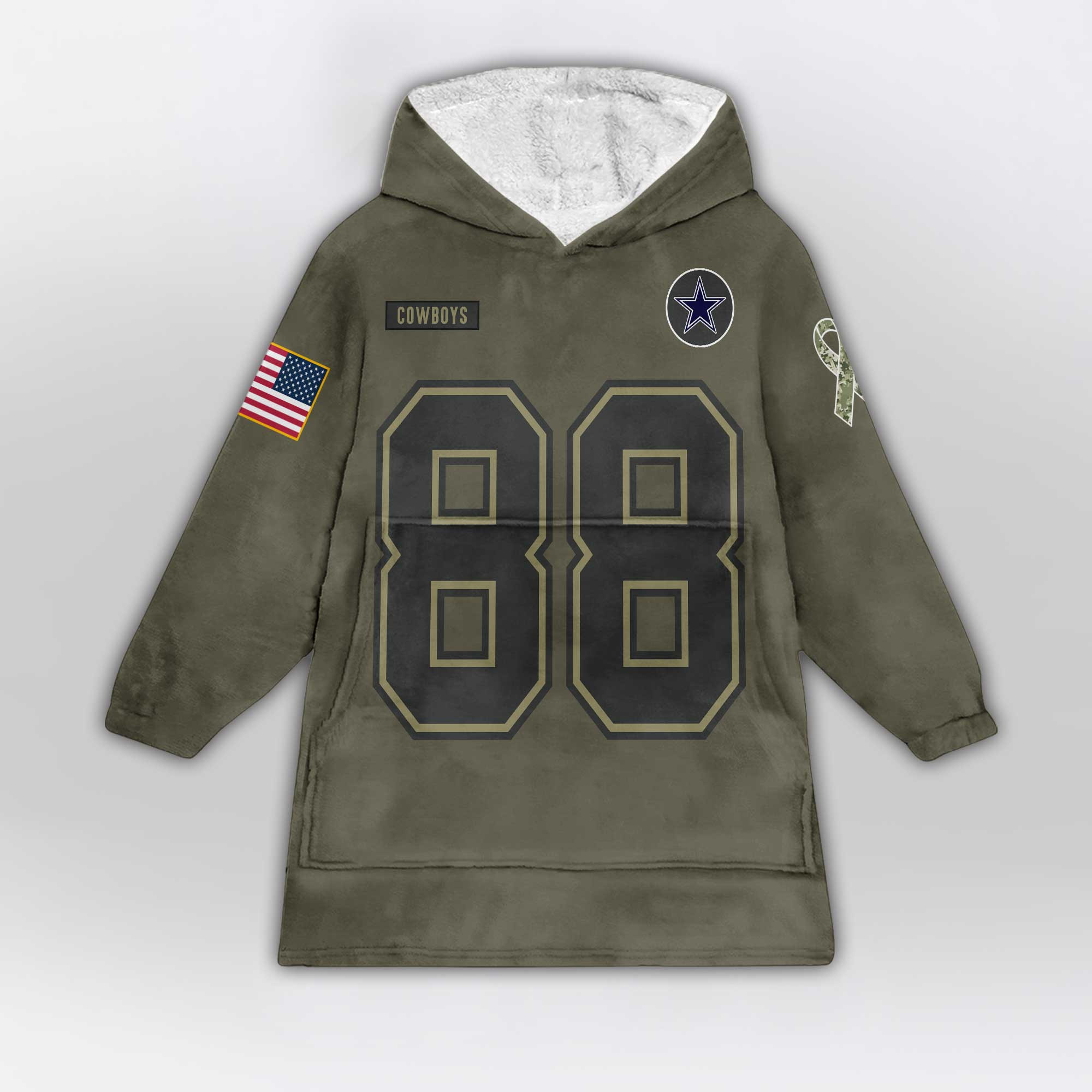 Adult C.L 88 Dallas Football Blanket Hoodie – Olive Salute to Service