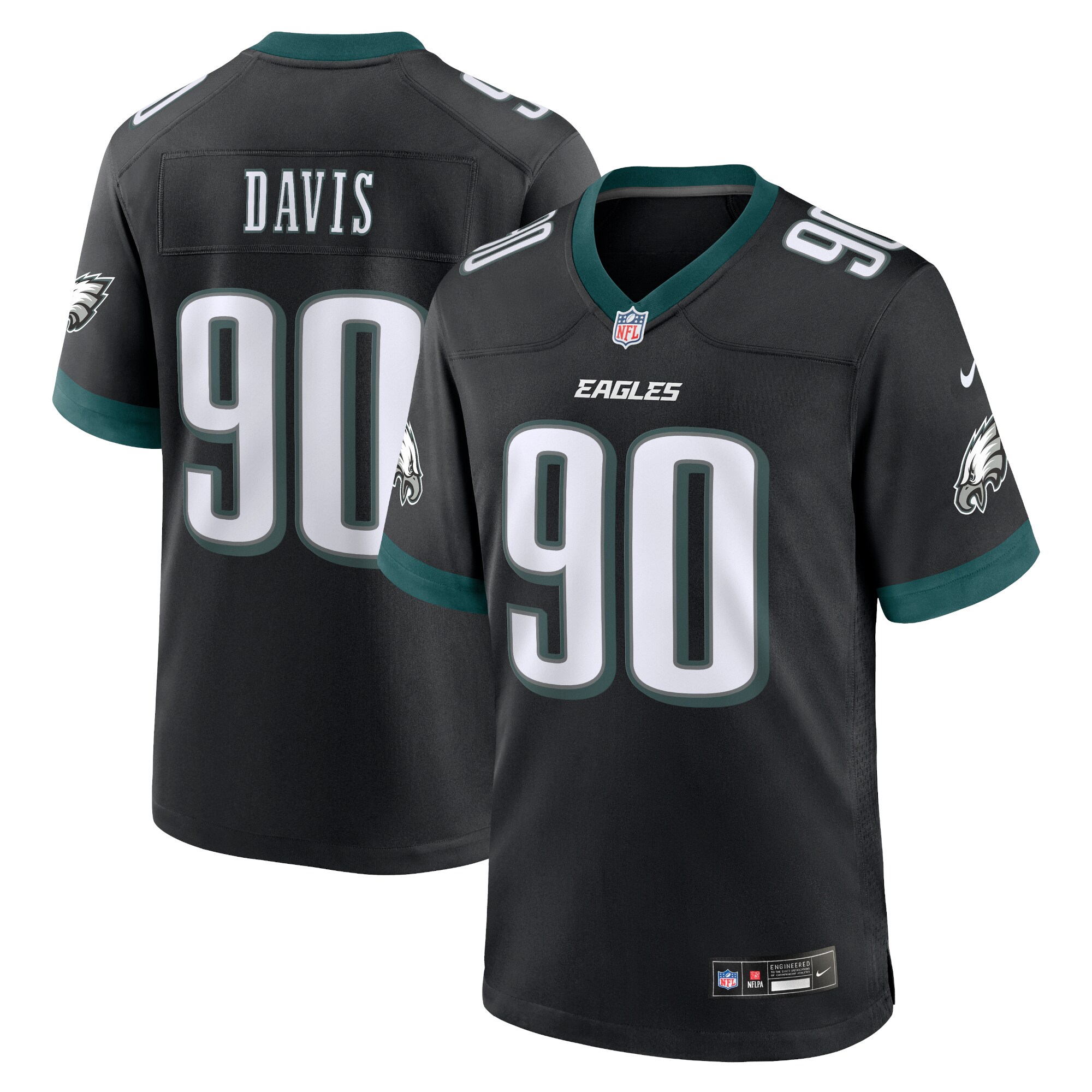 Davis Philadelphia Eagles White Game Jersey - White