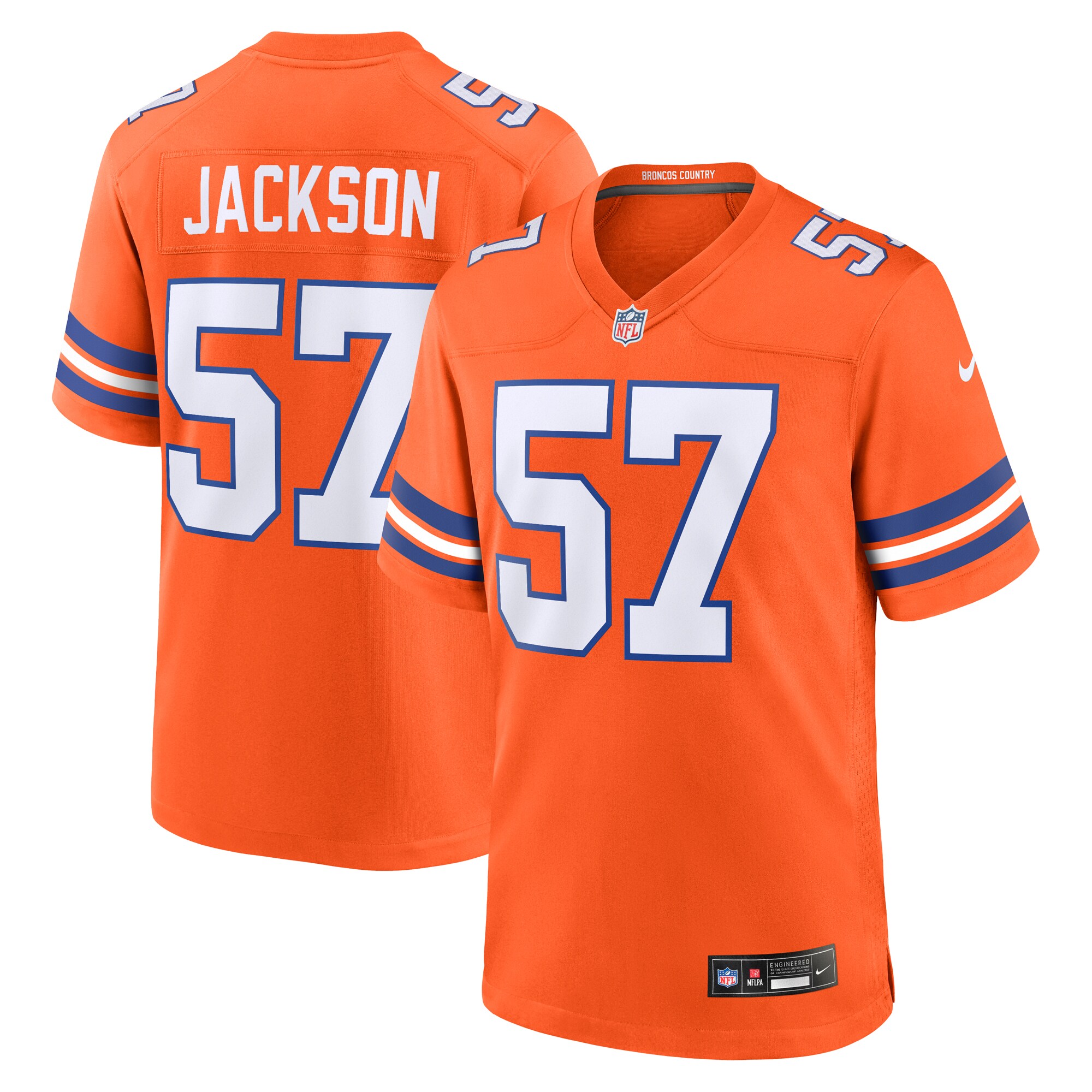 Tom Jackson Denver Broncos Mile High Collection 1977 Throwback Retired Player Game Jersey - Orange