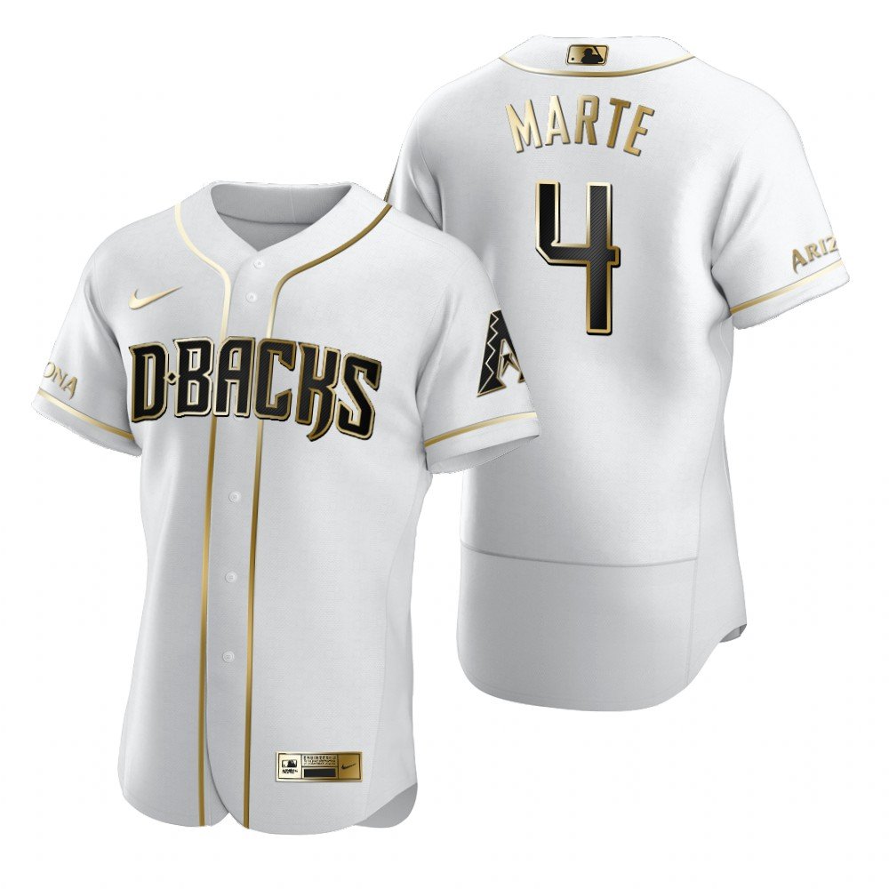 Men's  Arizona Diamondbacks #4 Ketel Marte White Golden Edition MLB Jersey