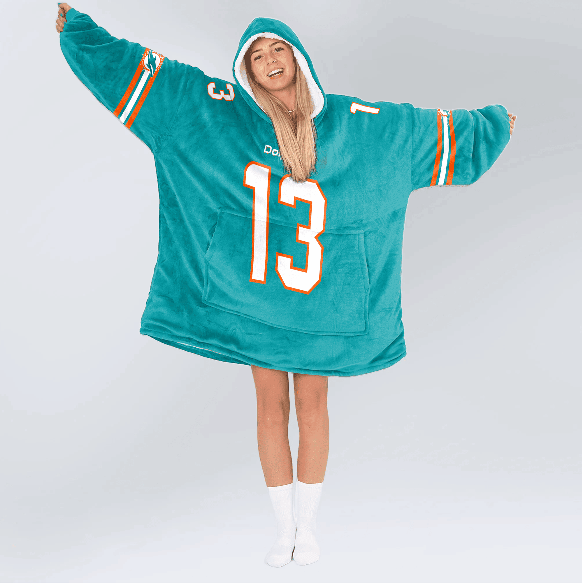 Adult 13 Miami Football Unisex Blanket Hoodie