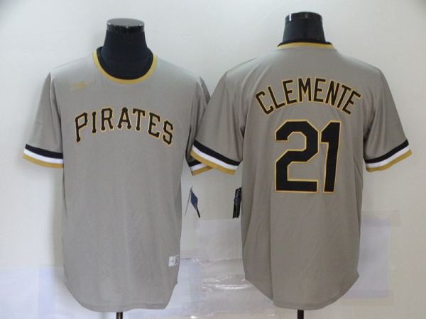 Men's Pittsburgh Pirates #21 Roberto Clemente Grey Pullover Cooperstown Collection Stitched MLB  Jersey
