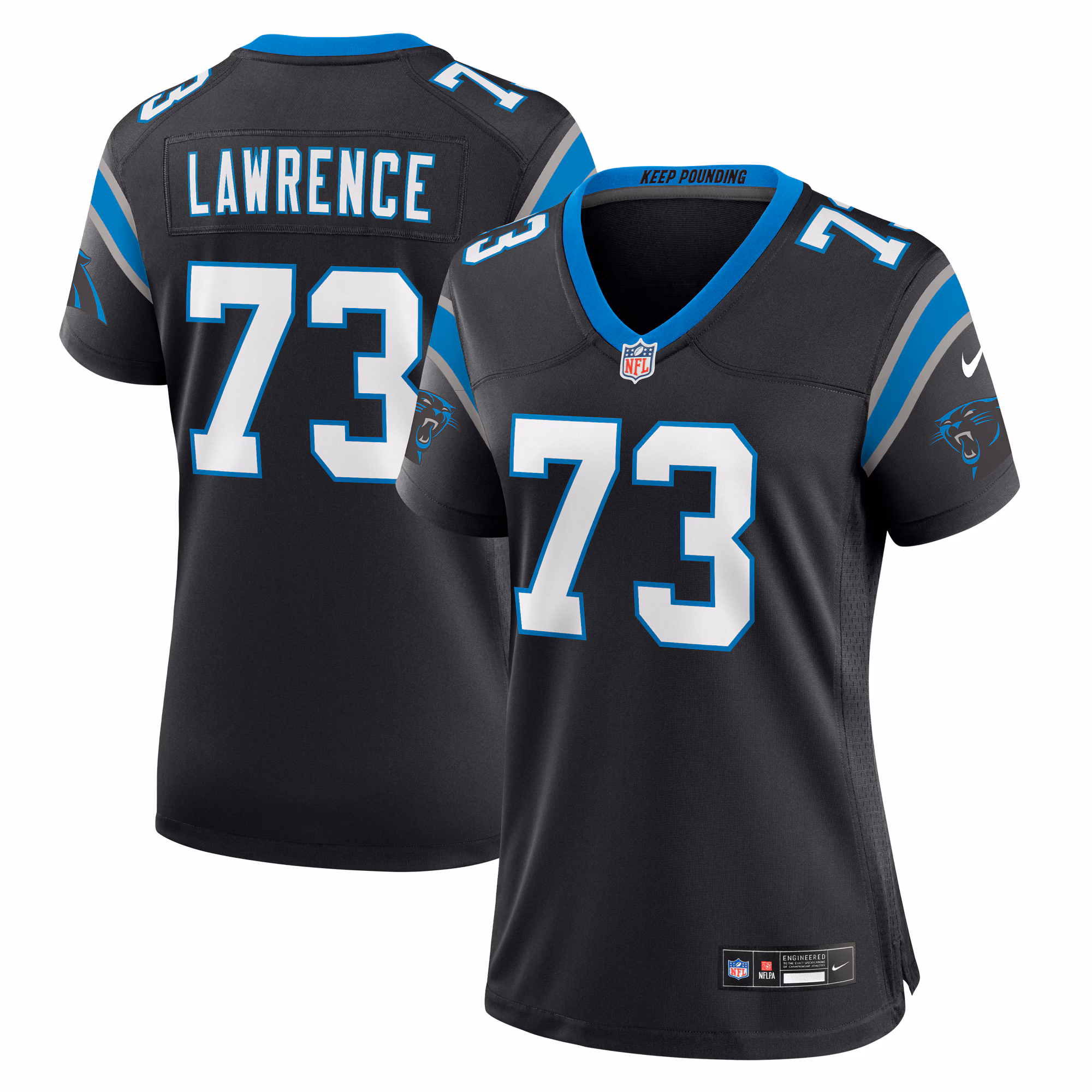 Rashard Lawrence Carolina Panthers Women's  Game Jersey -  Black