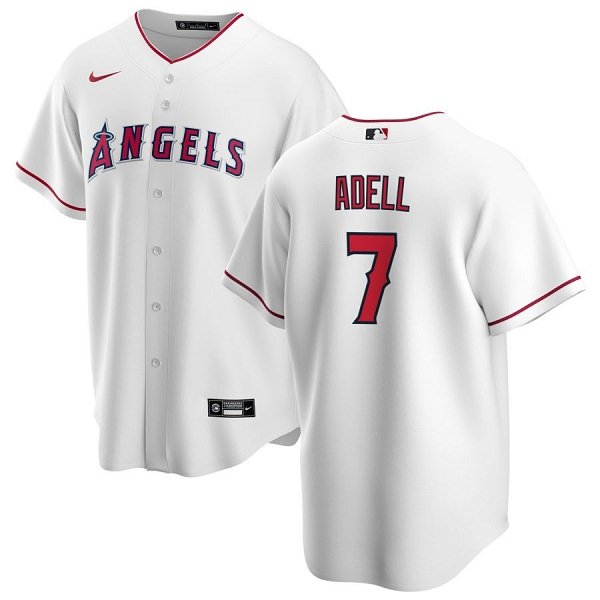 Men's Los Angeles Angels #7 Adell Jo  White Home Replica Jersey