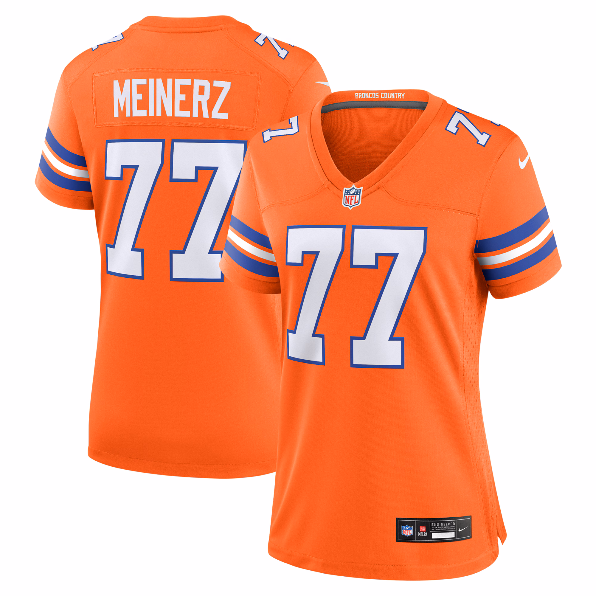 Quinn Meinerz Denver Broncos Women's Mile High Collection 1977 Throwback Player Game Jersey - Orange
