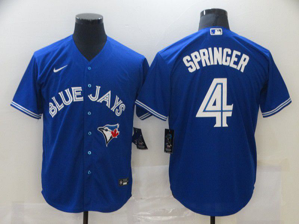 Men's Toronto Blue Jays #4 George Springer Blue Stitched MLB Cool Base  Jersey