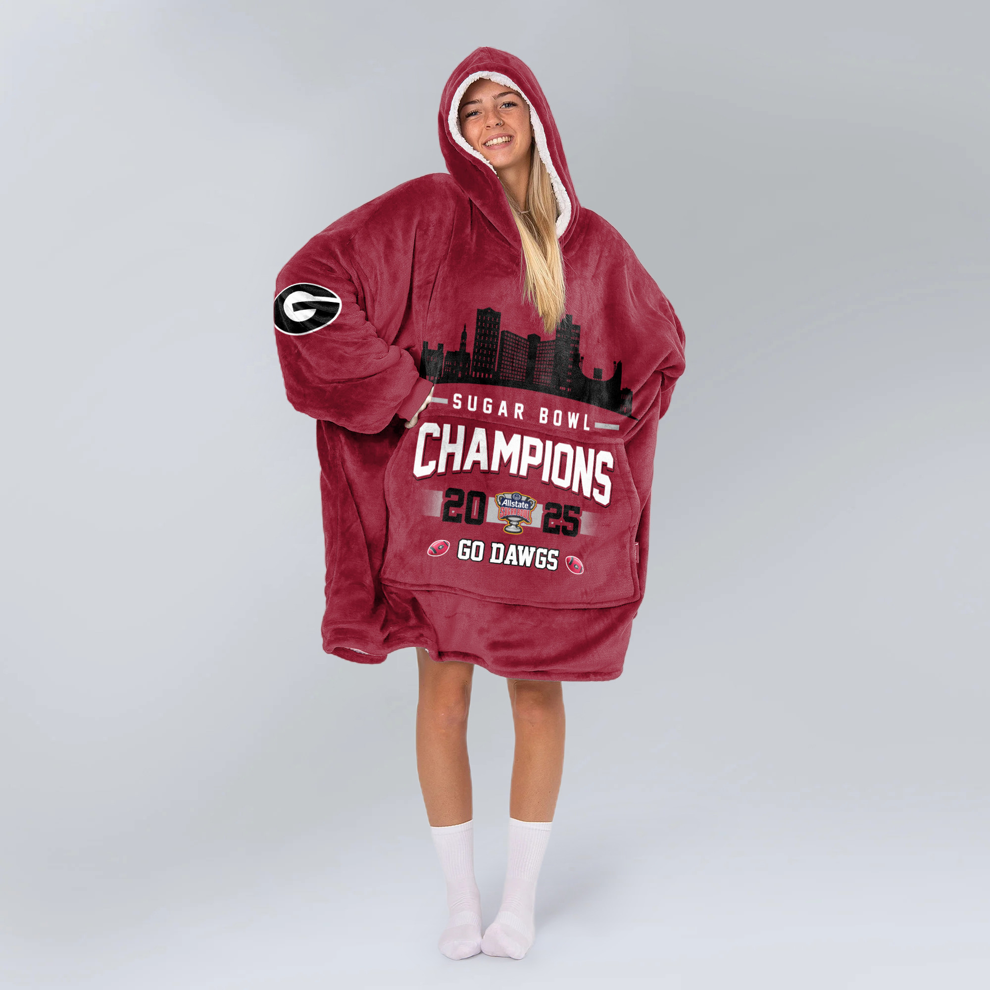 Adult Champions Georgia Football Unisex Blanket Hoodie