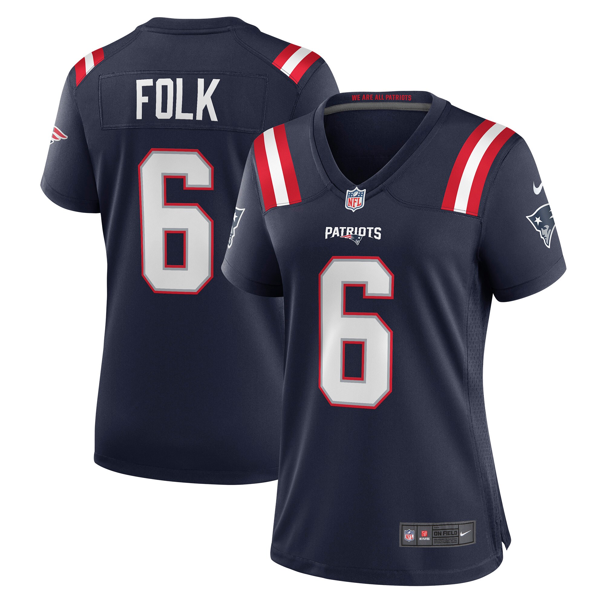 Folk New England Patriots  Women's Game Jersey - Navy