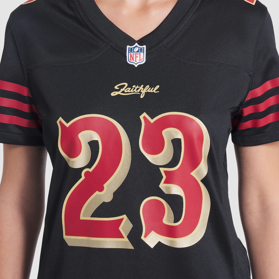 Christian McCaffrey #23 San Francisco 49ers Women's 2025 Rivalries Collection Game Jersey - Black