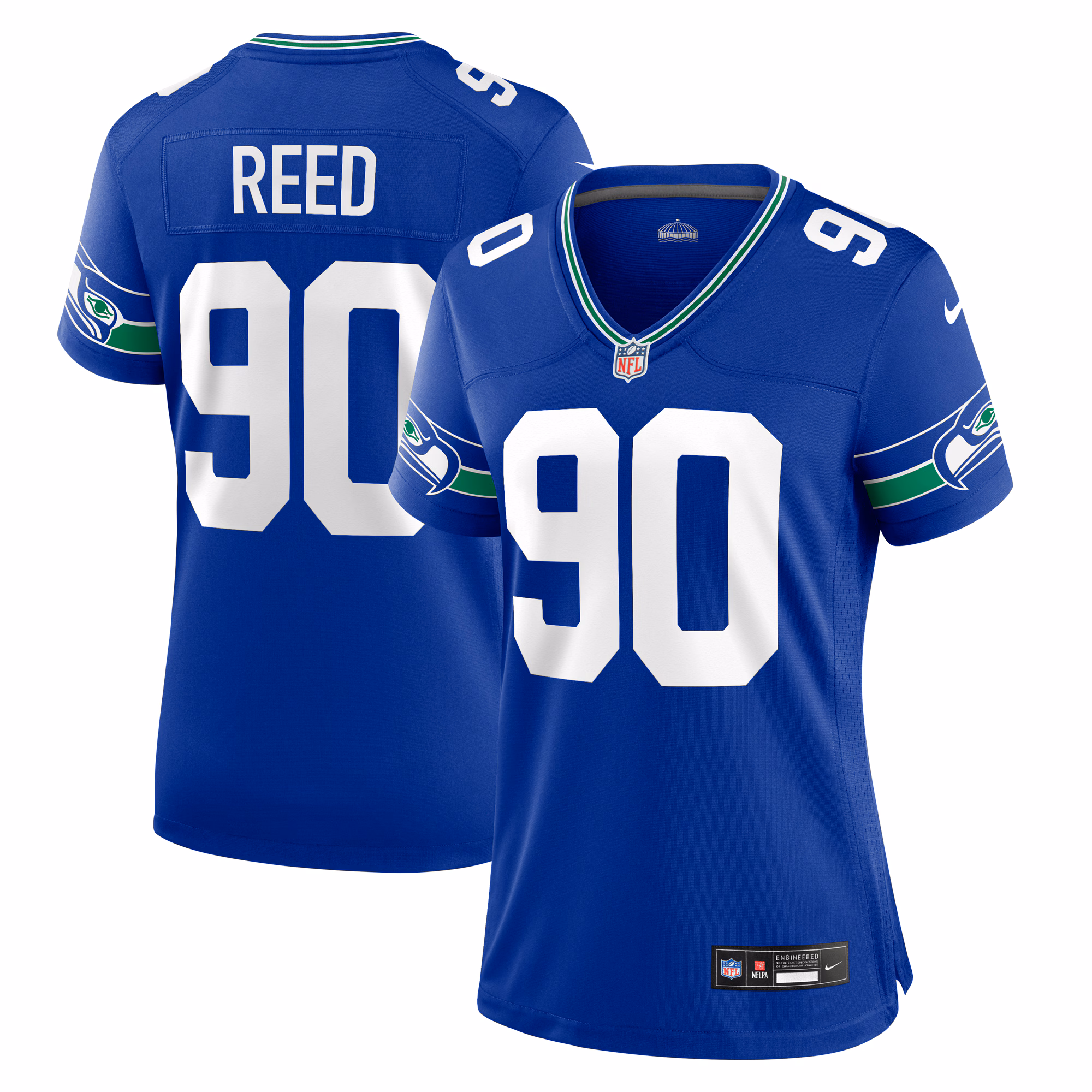 Jarran Reed Seattle Seahawks Women's Throwback Player Game Jersey - Royal