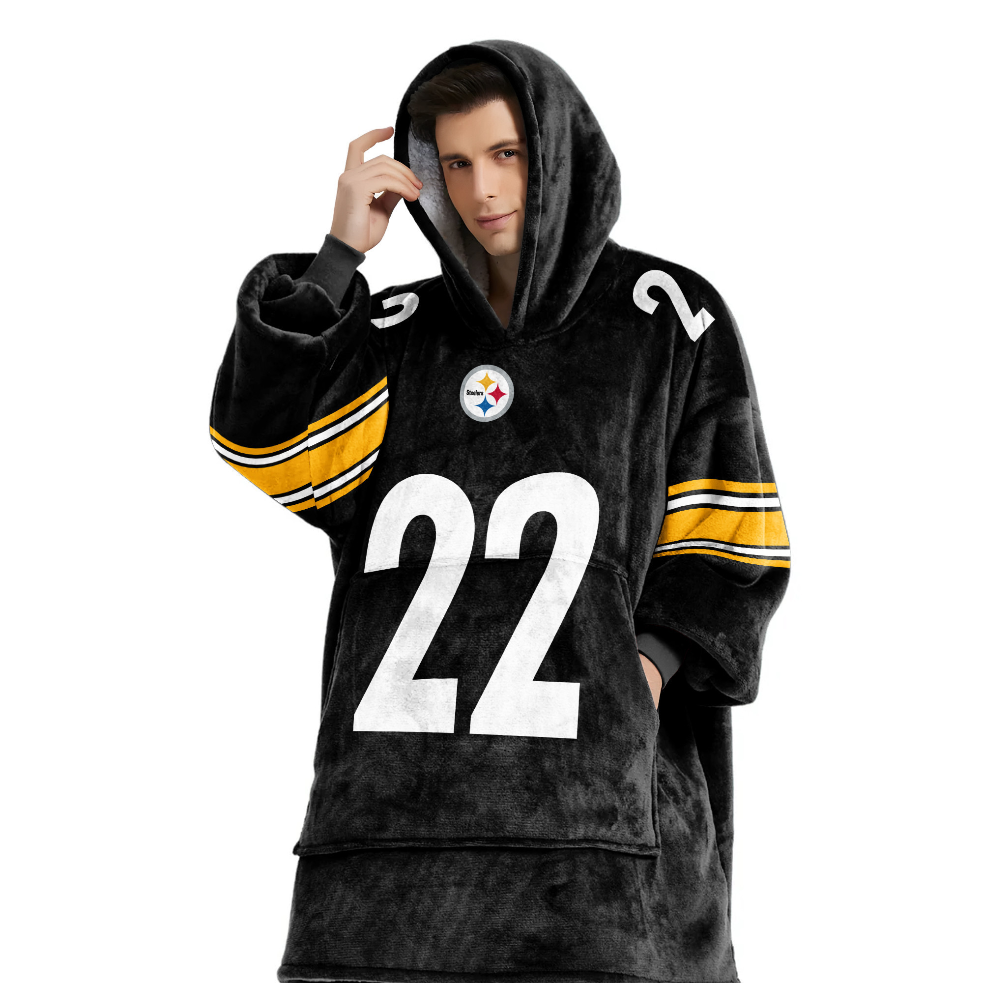 Adult N.H 22 Pittsburgh Football Unisex Blanket Hoodie