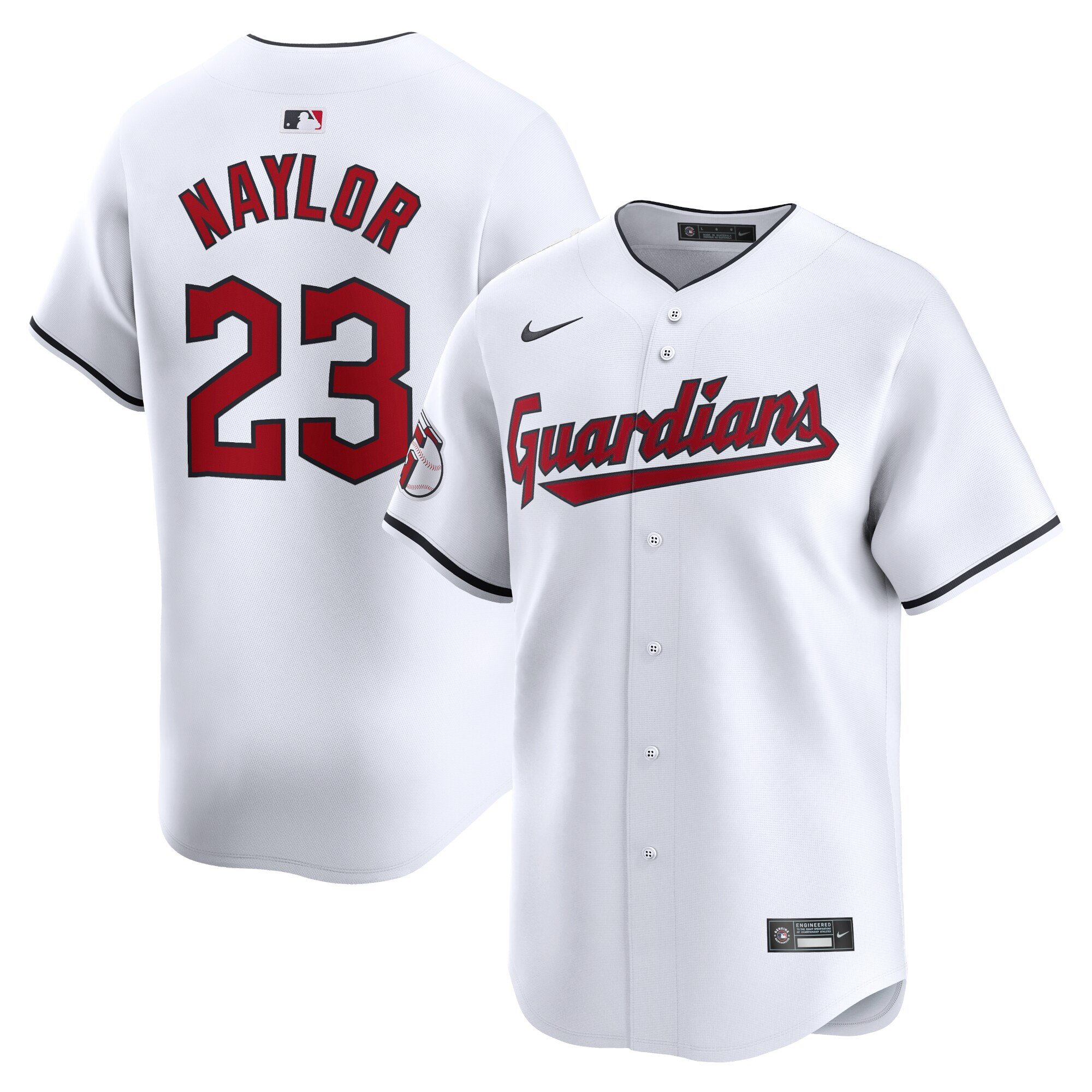 Men's Cleveland Guardians #23 Bo Naylor  White Home Limited Player Jersey