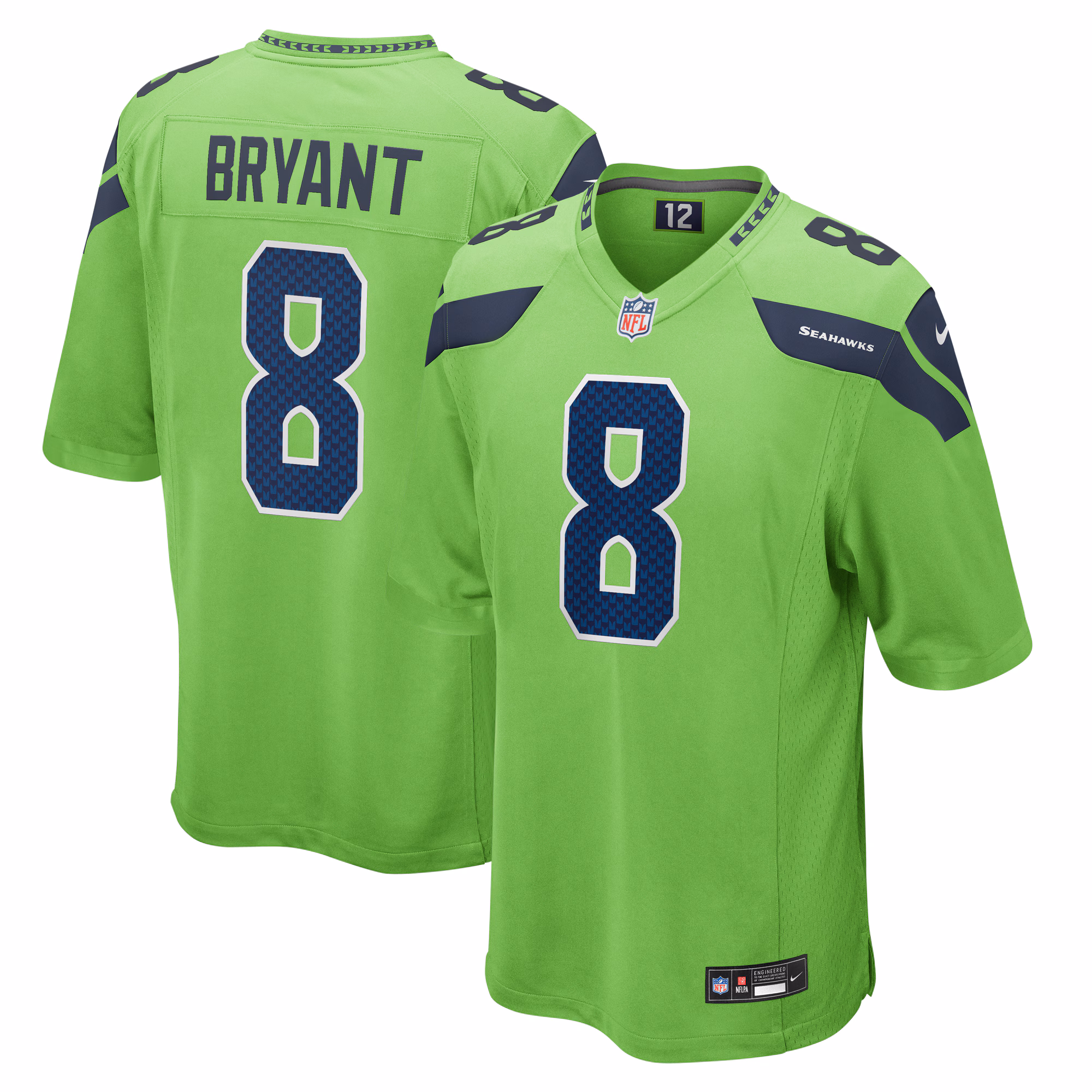 Coby Bryant Seattle Seahawks  Game Jersey - Neon Green