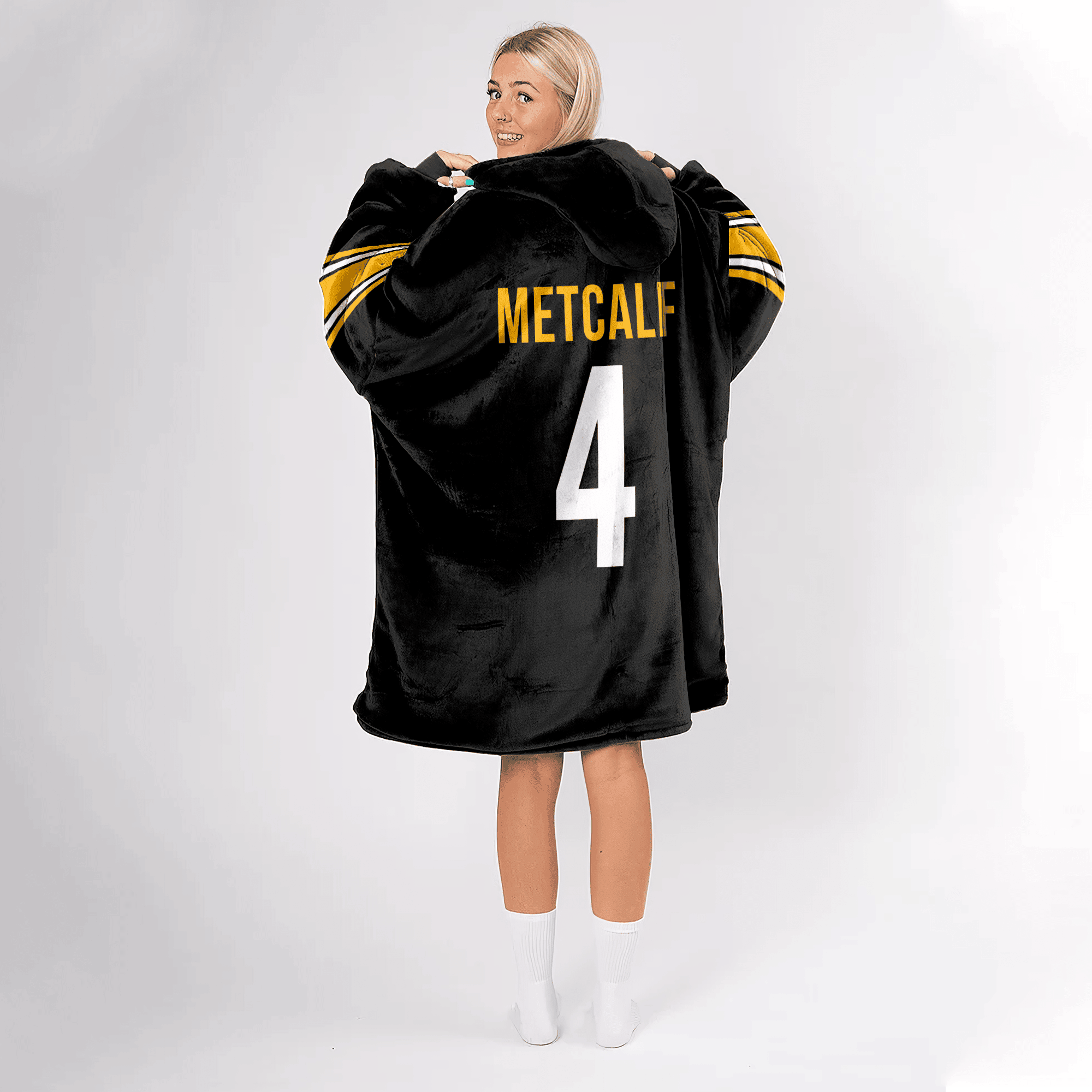 Adult 4 Pittsburgh Football Unisex Blanket Hoodie