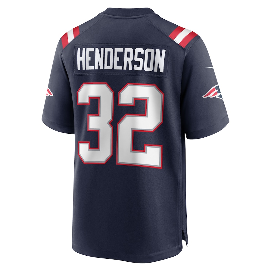 Men's TreVeyon Henderson #32 Navy New England Patriots 2025 NFL Draft Game Jersey