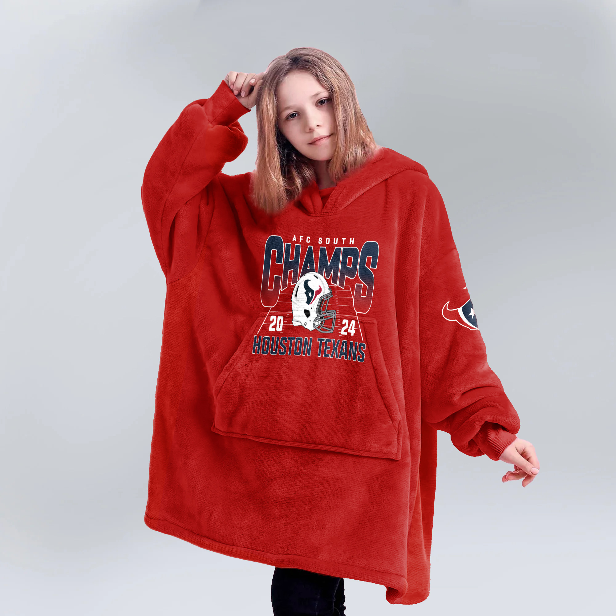 Adult Houston Football Unisex Blanket Hoodie