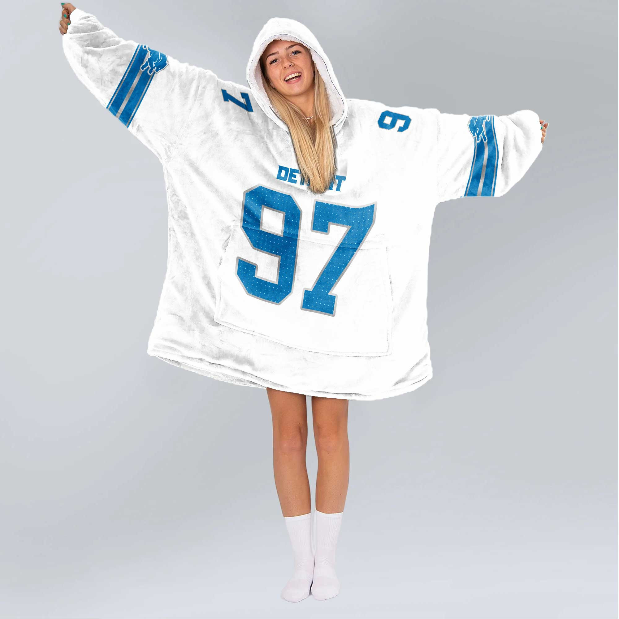 Adult 97 Detroit Football Unisex Blanket Hoodie