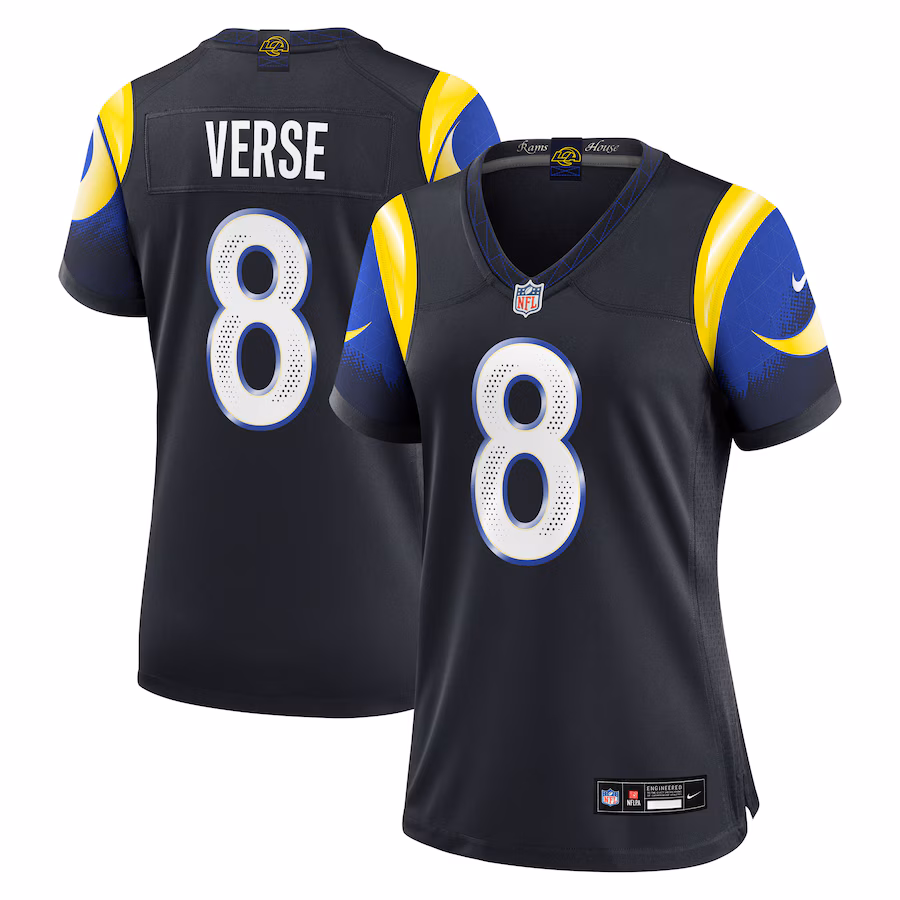 Jared Verse #8 Los Angeles Rams Women's 2025 Rivalries Collection Game Jersey - Midnight Blue