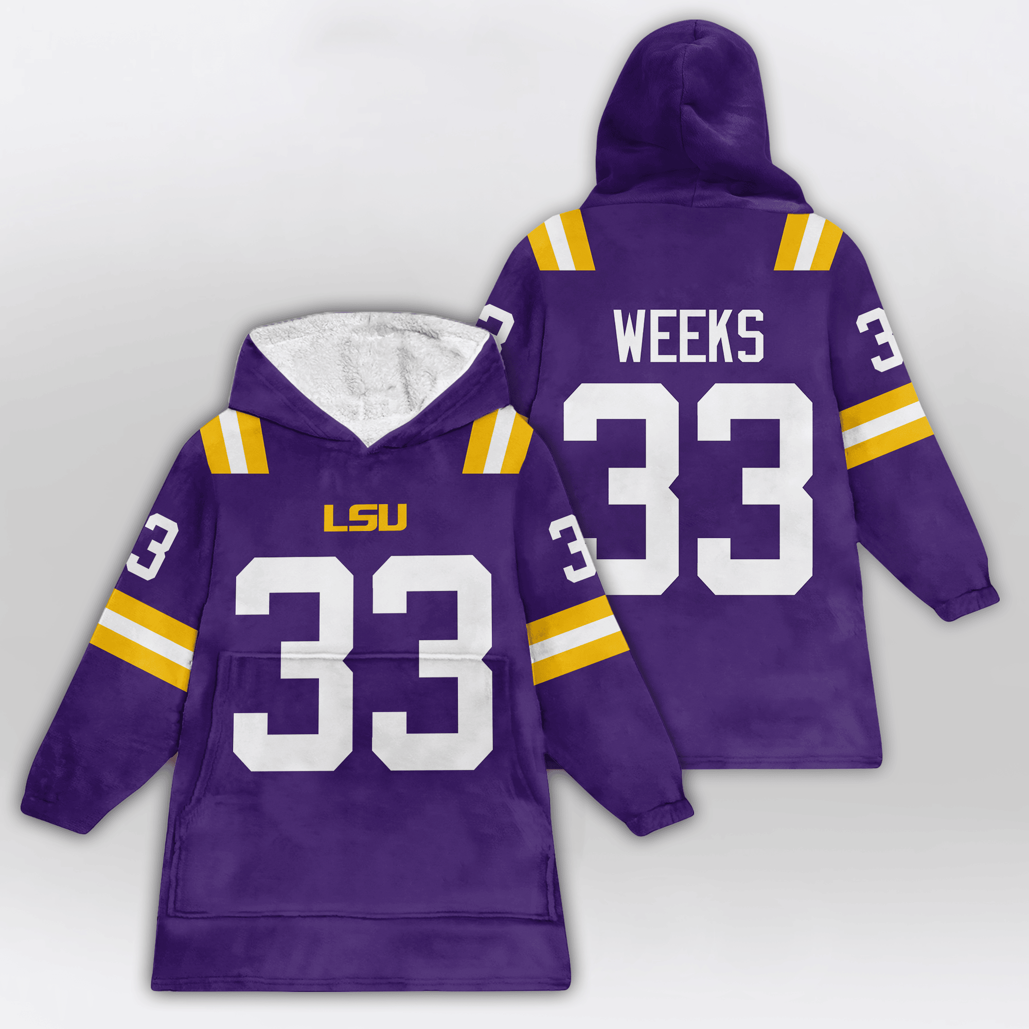 Adult W.W 33 LSU Football Unisex Blanket Hoodie