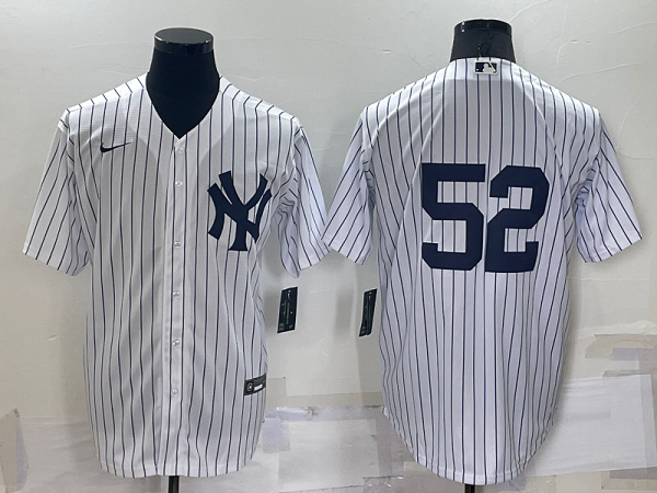 Men's New York Yankees #52 C.C. Sabathia White No Name Stitched MLB  Cool Base Jersey