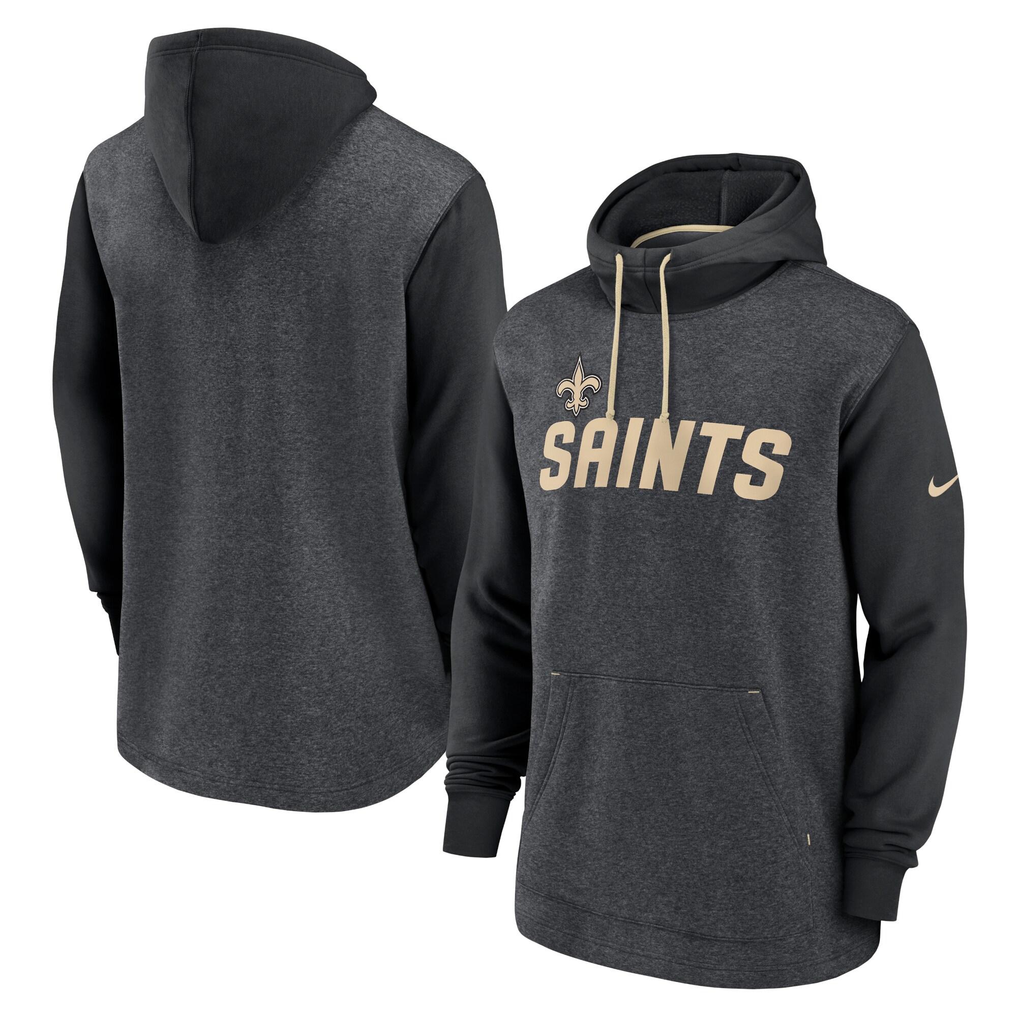 New Orleans Saints Surrey Legacy Pullover Hoodie - Heathered Charcoal/Black