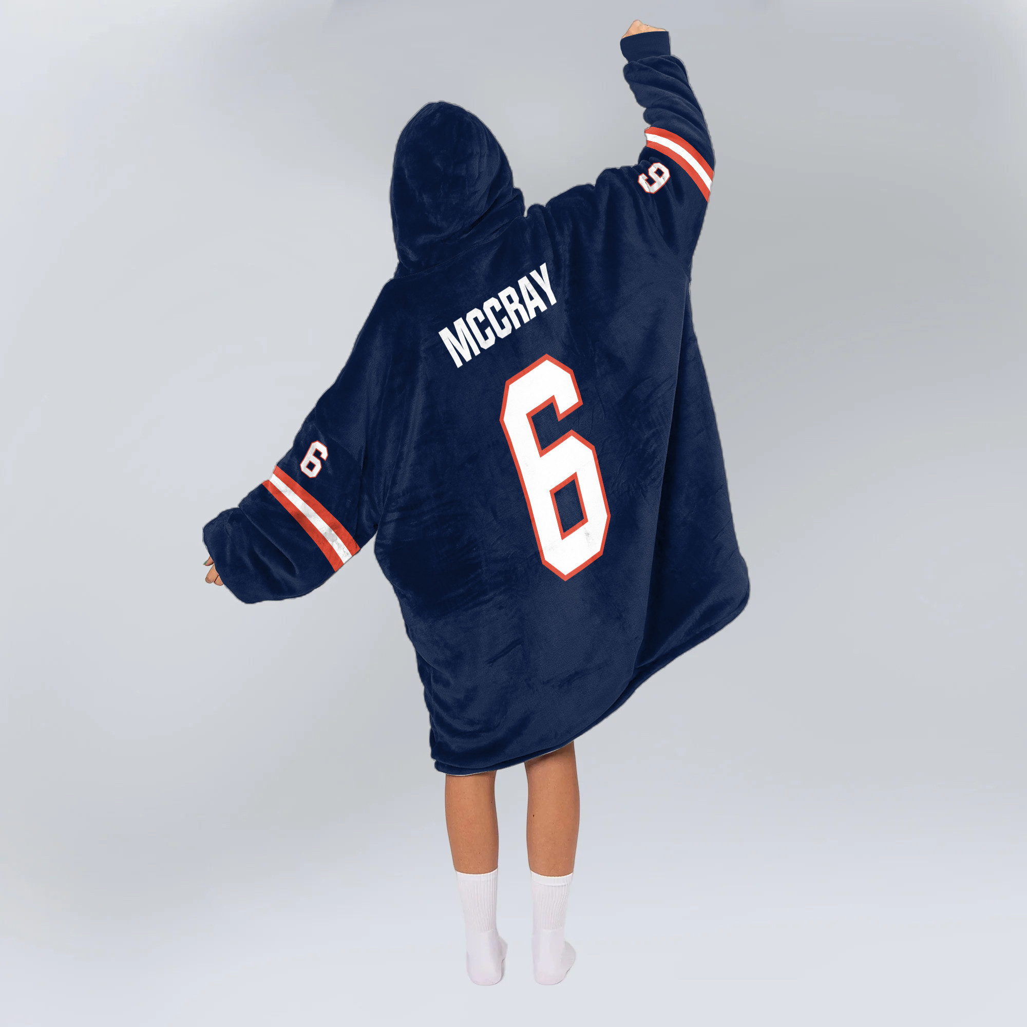 Adult 6 Illinois Football Unisex Blanket Hoodie