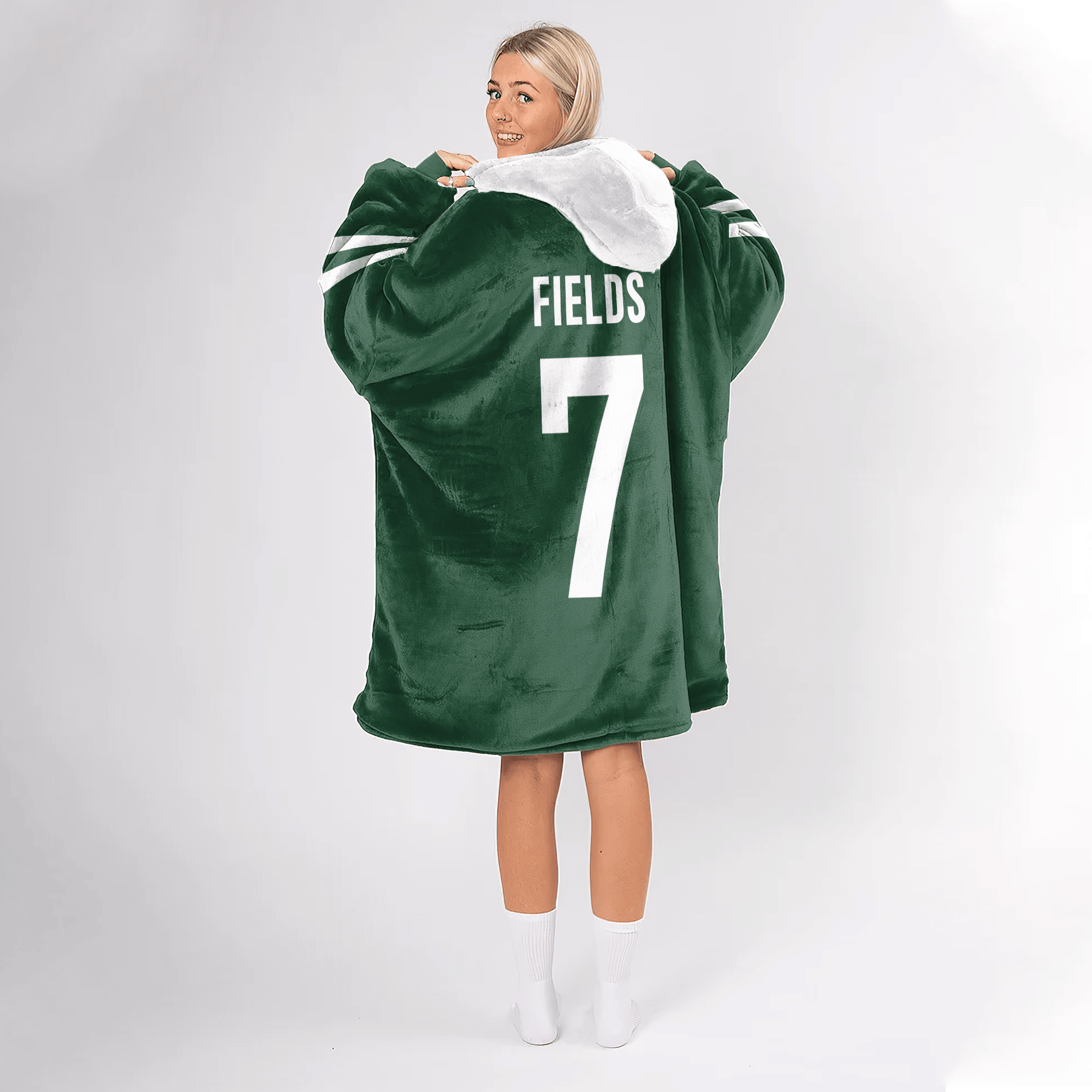 New York J Football Unisex Blanket Hoodie