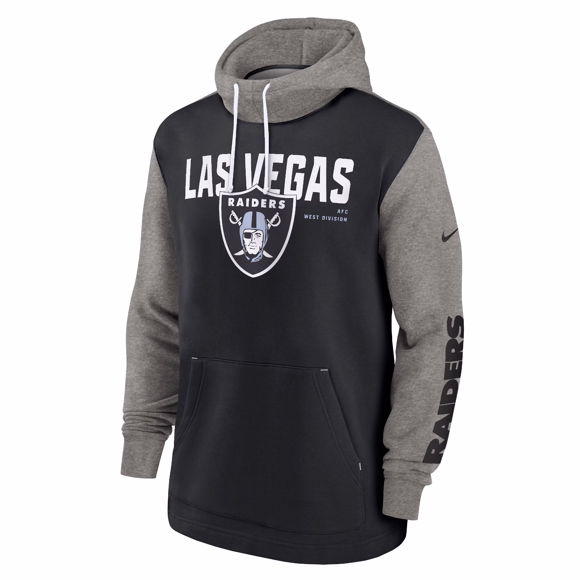 Las Vegas Raiders Fashion Color Block Pullover Hoodie - Black